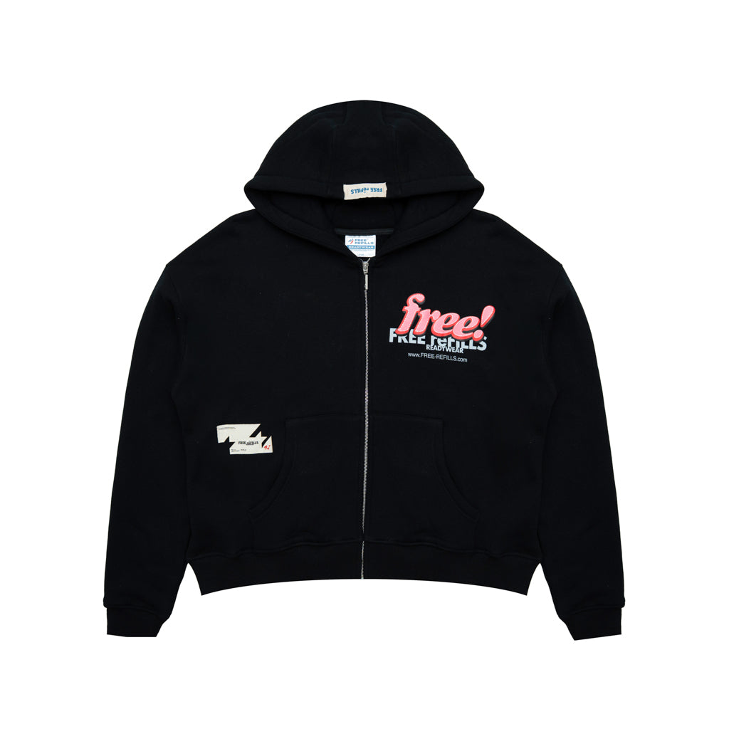 Tabloid Zip-Up Hoodie - Black