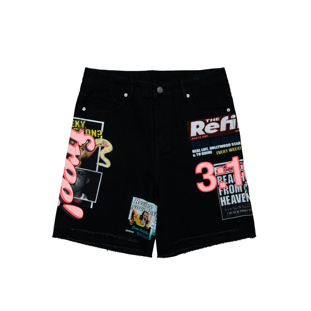 Tabloid Denim Jorts - Black Wash