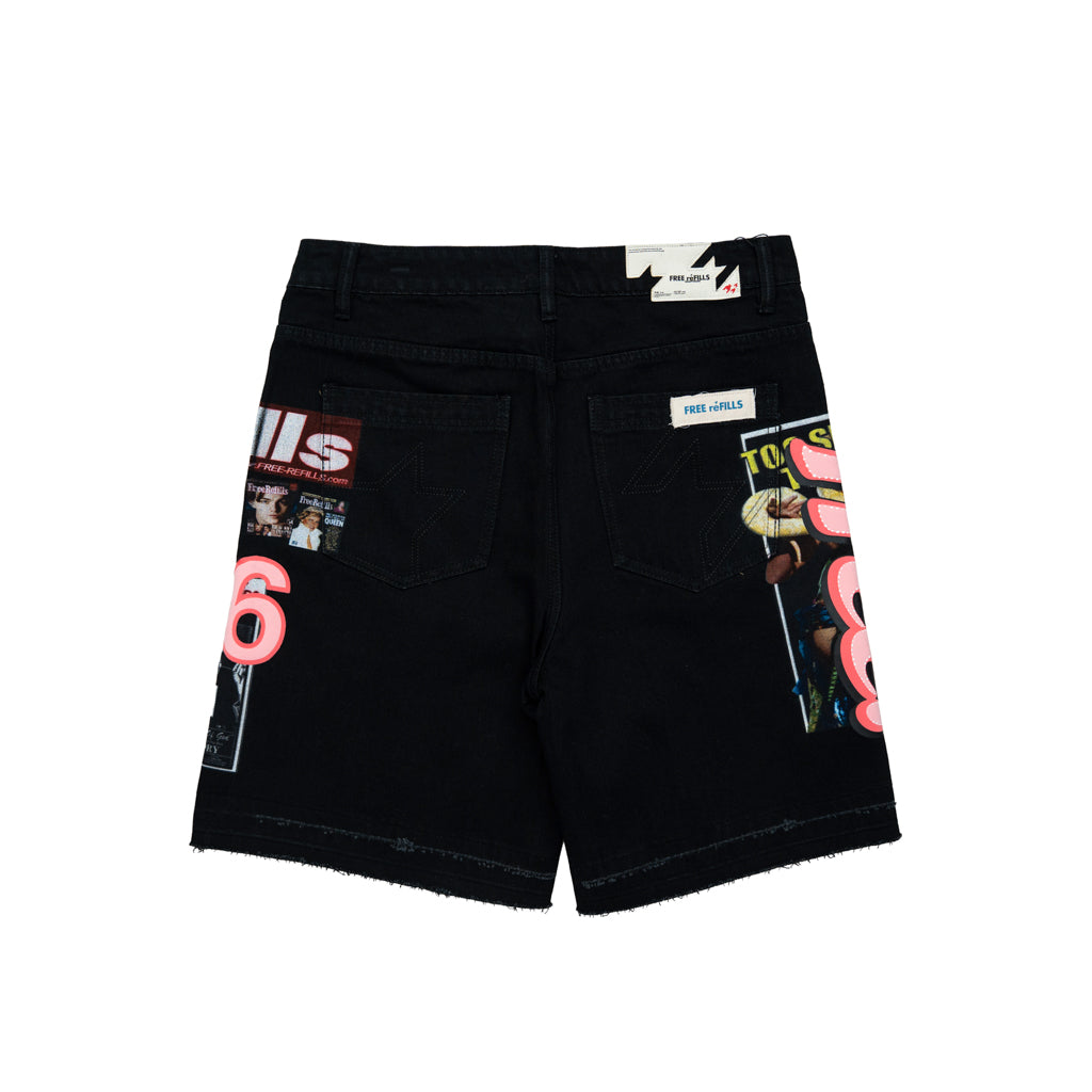 Tabloid Denim Jorts - Black Wash