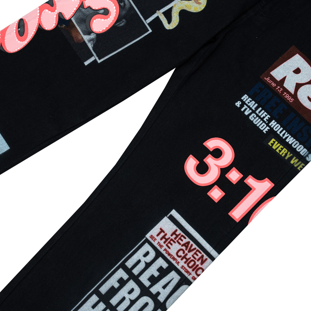 Tabloid Denim Pants - Black