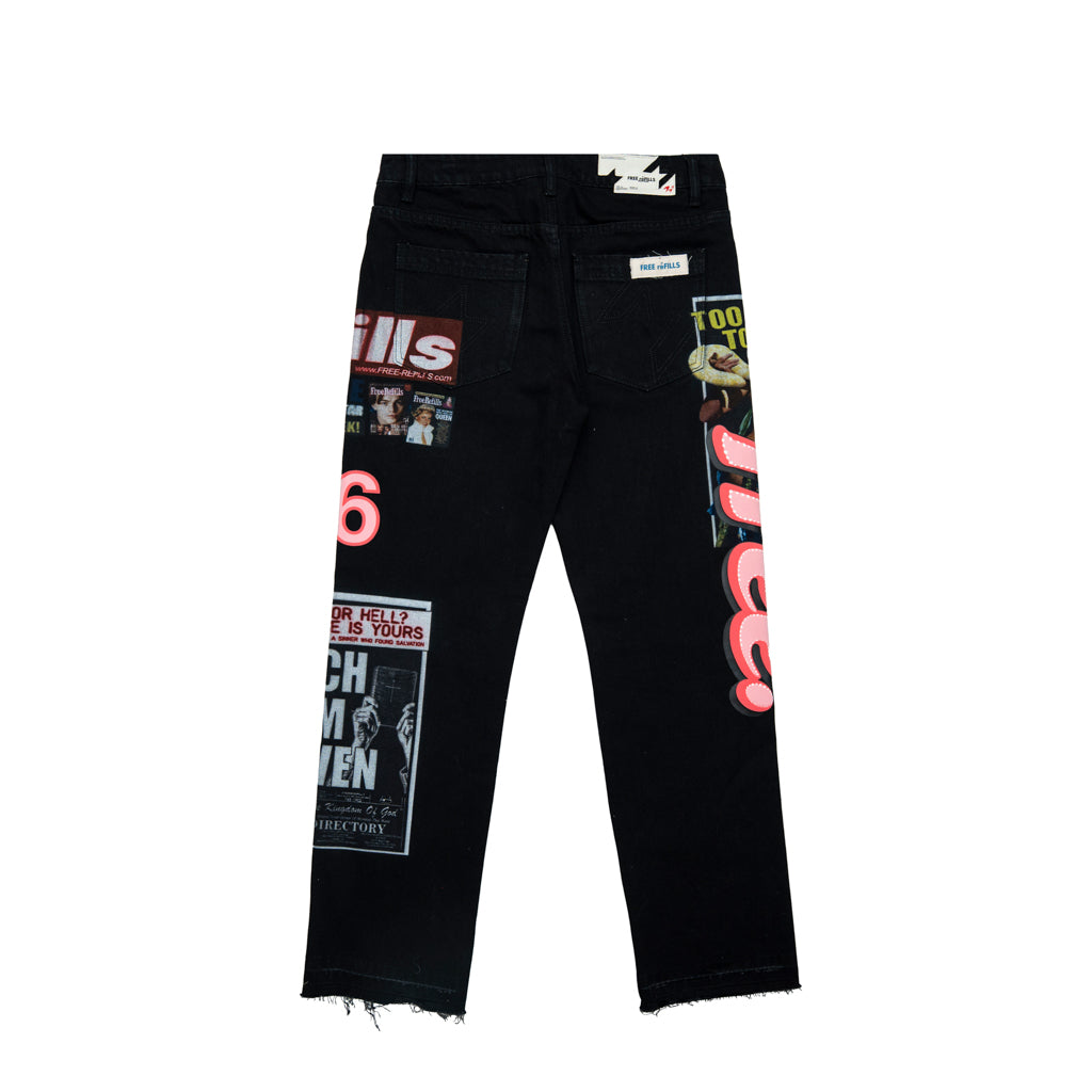 Tabloid Denim Pants - Black