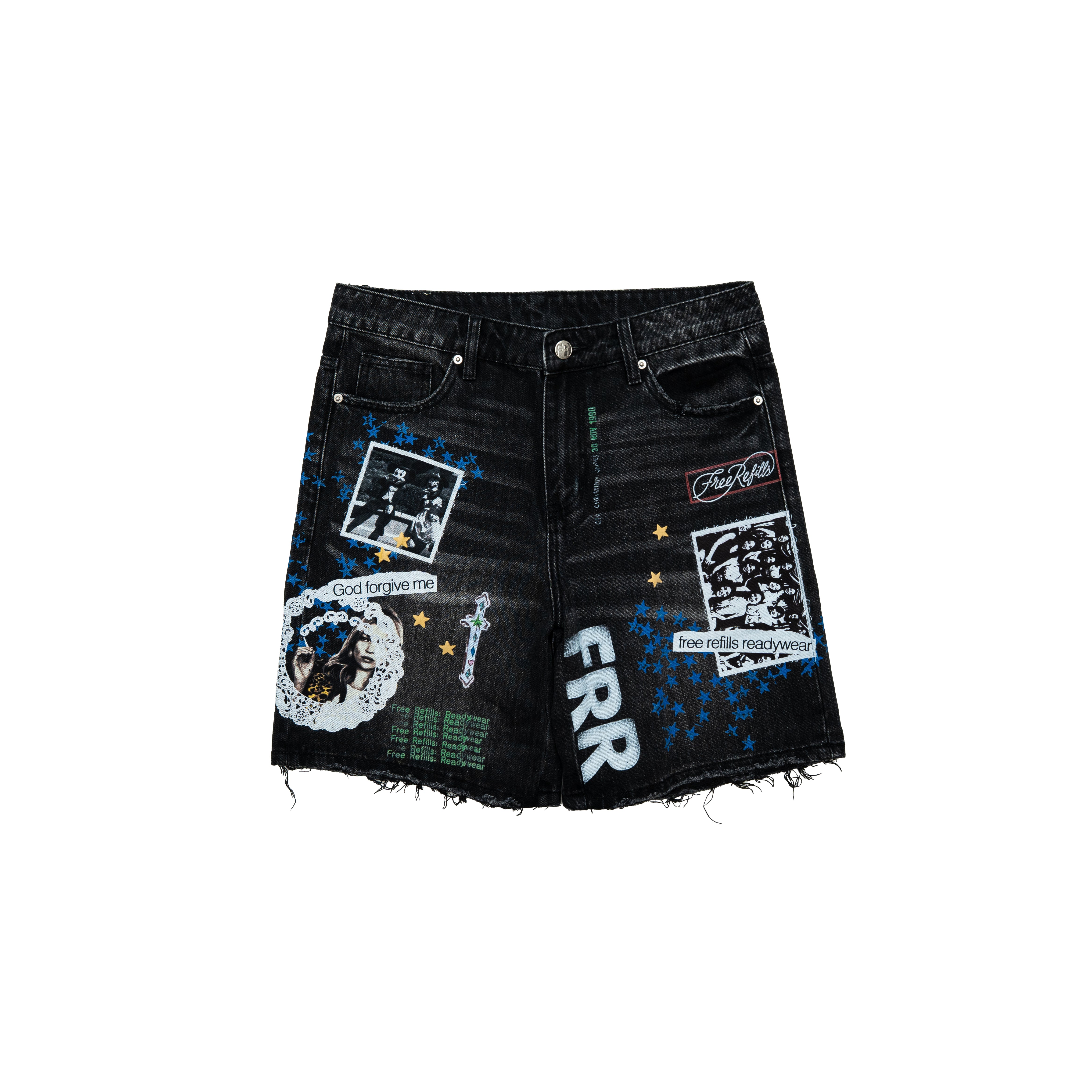 Collage Denim Jorts - Black