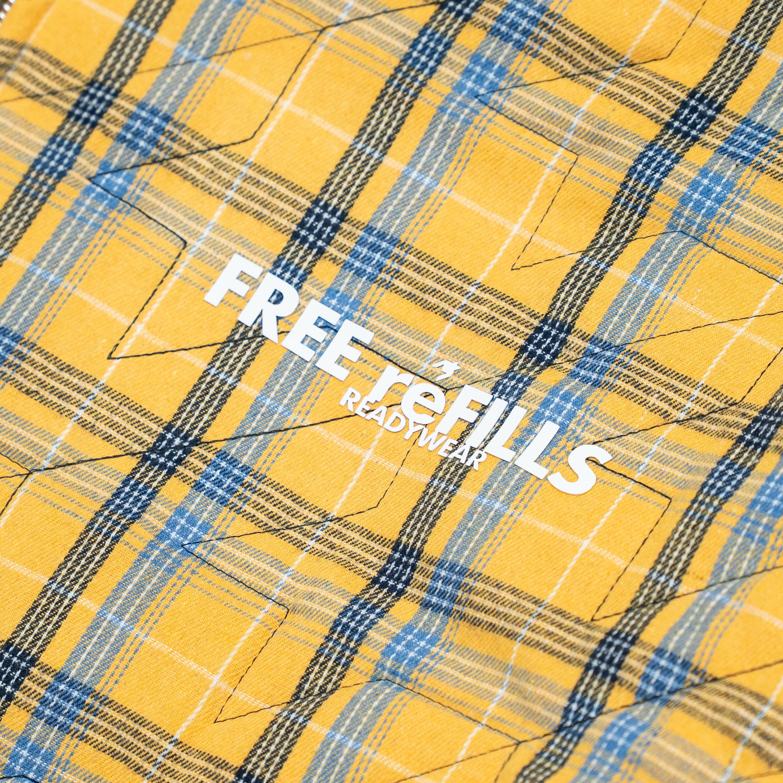 Quilted Flannel Zip-Up Jacket - Yellow