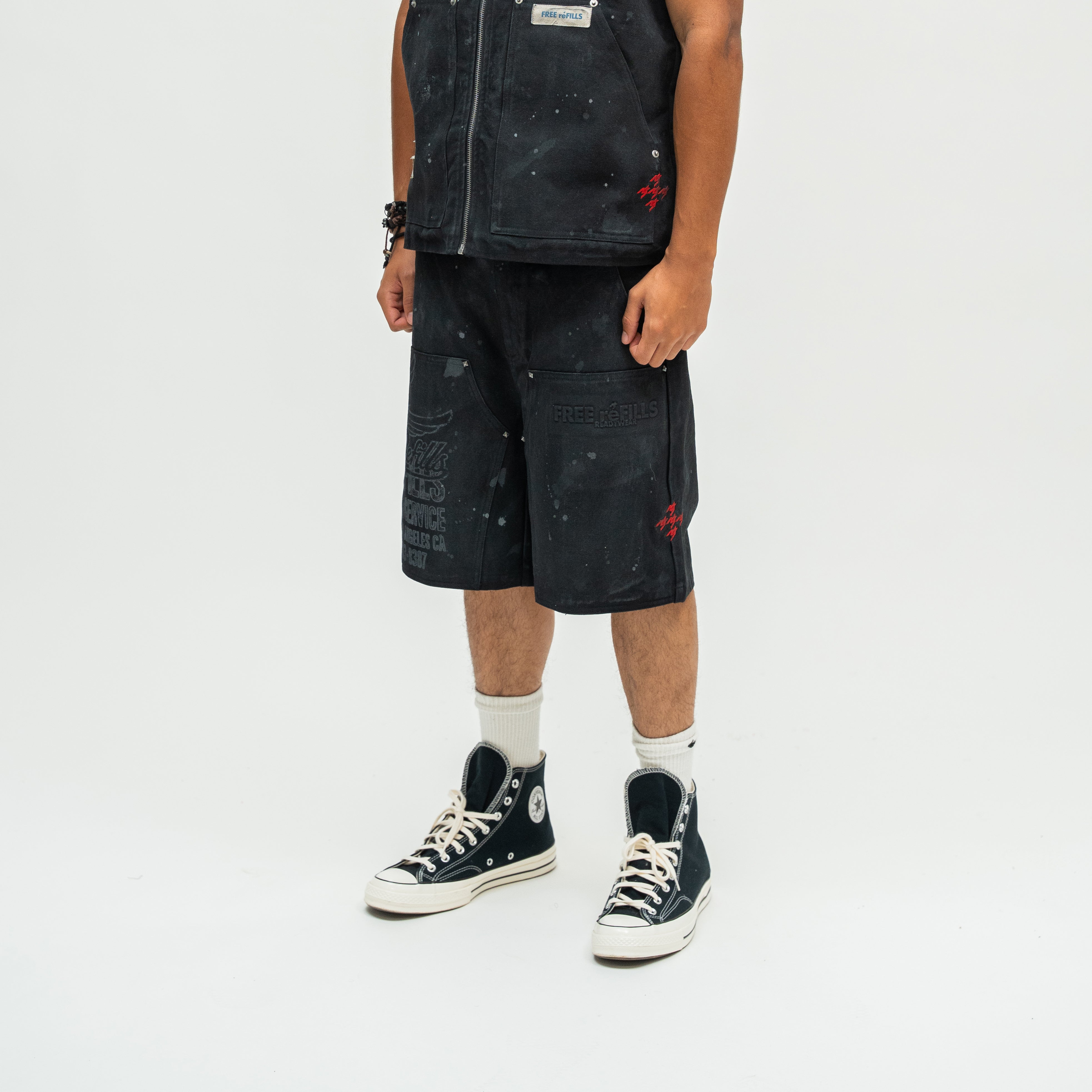 Service Grunge Carpenter Shorts - Black