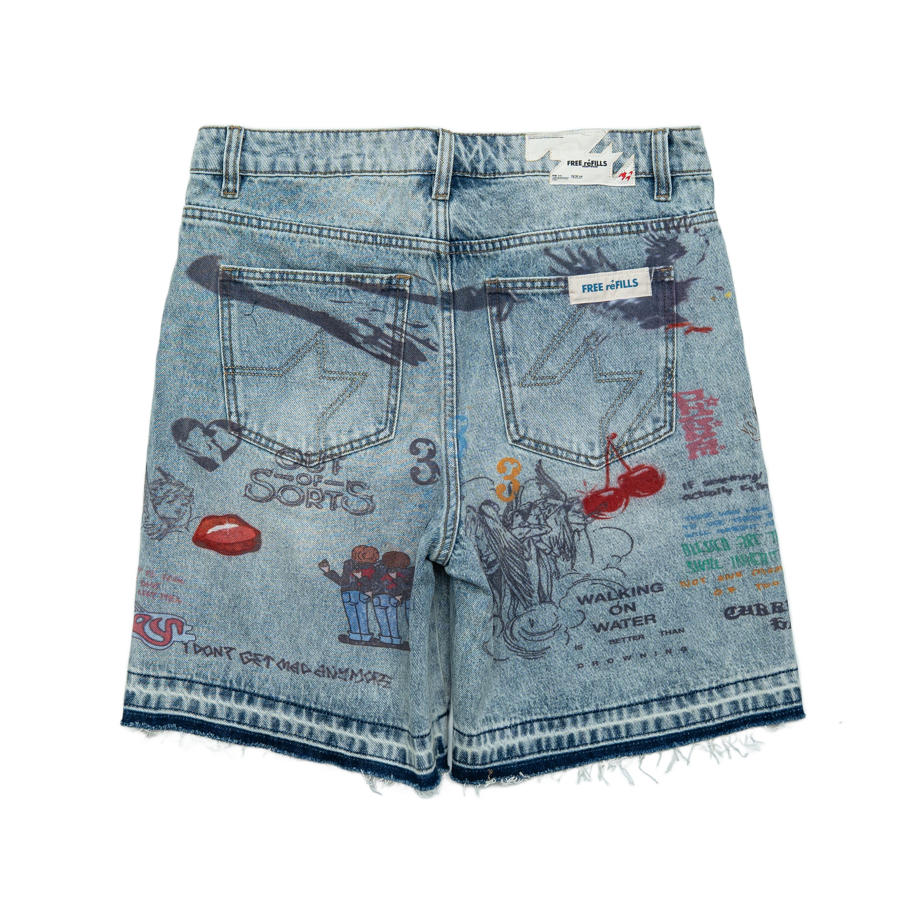 Graffiti Jorts - Blue Wash