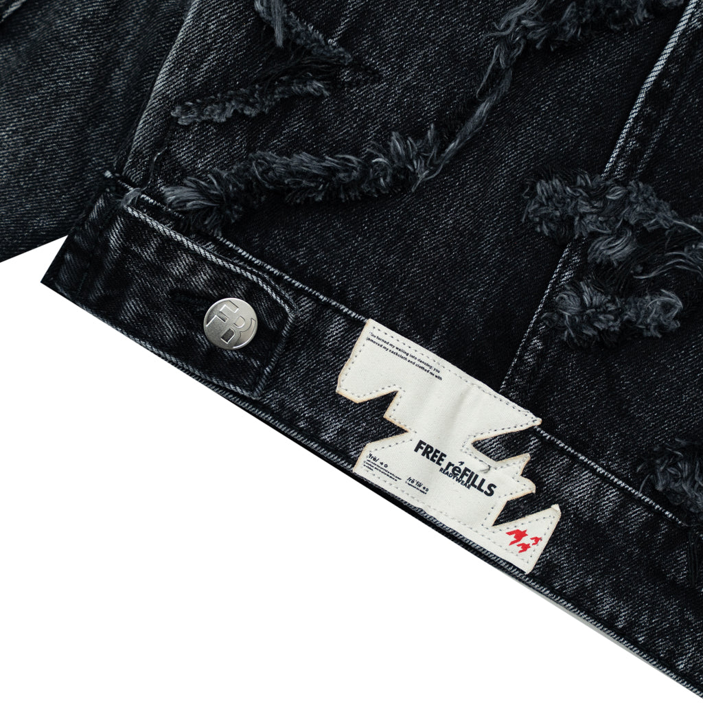 Checks Distressed Jacket - Black