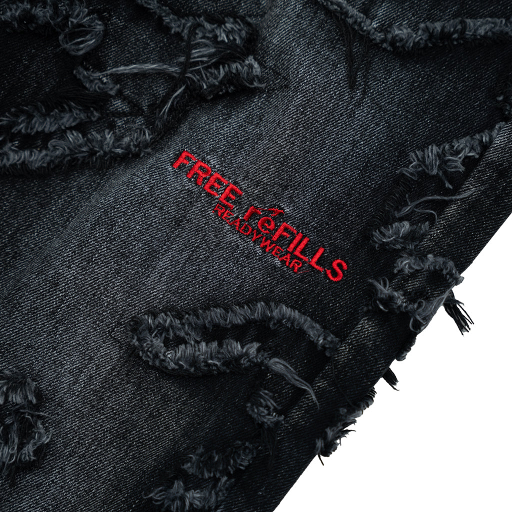 Checks Distressed Denim Pants - Black