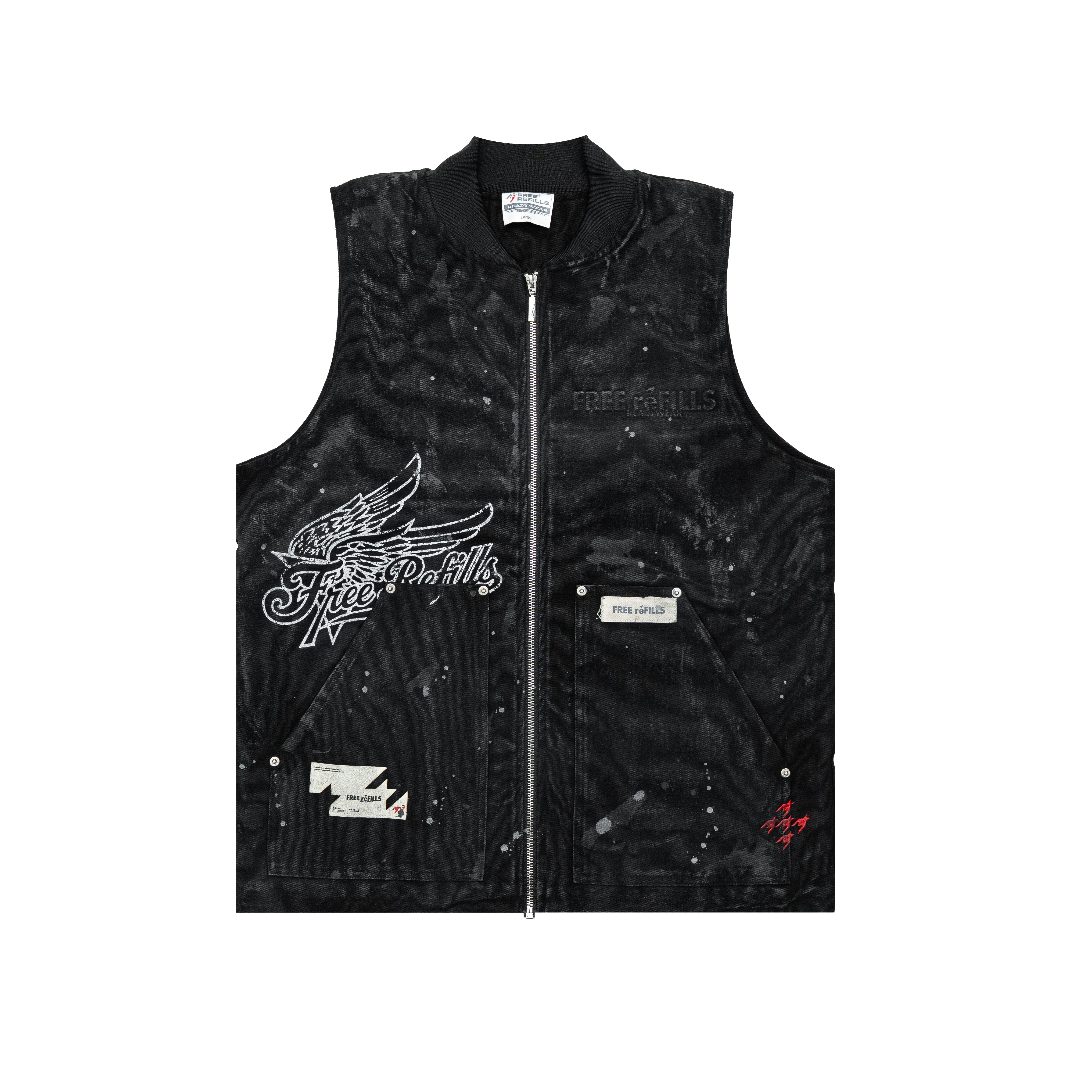 Service Grunge Vest Jacket - Black