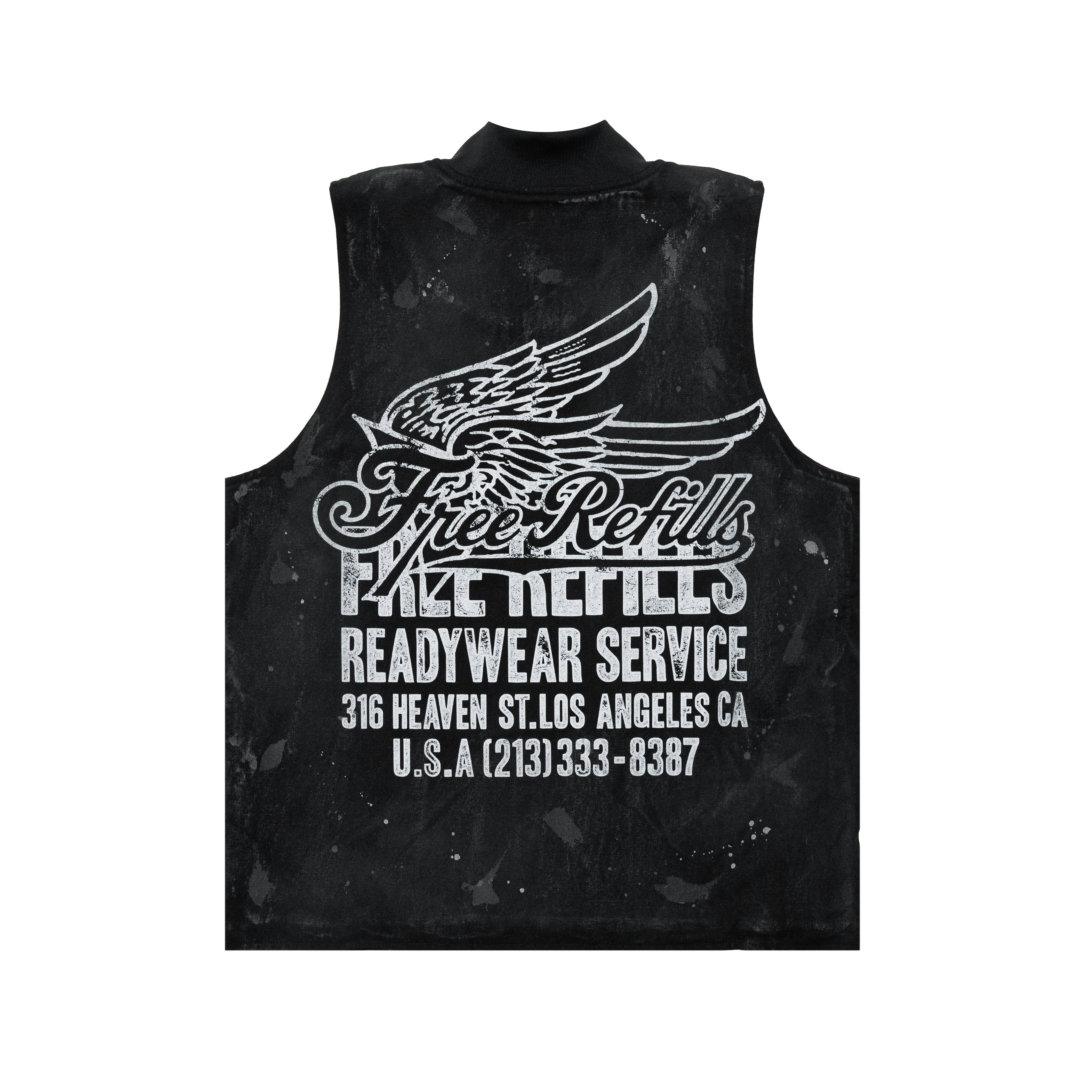 Service Grunge Vest Jacket - Black