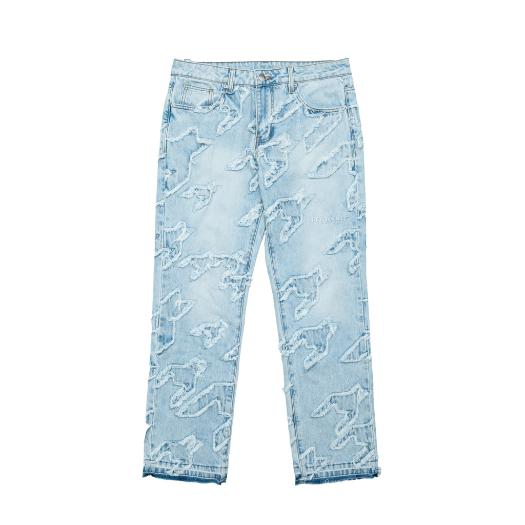 Checks Distressed Denim Pants - Blue