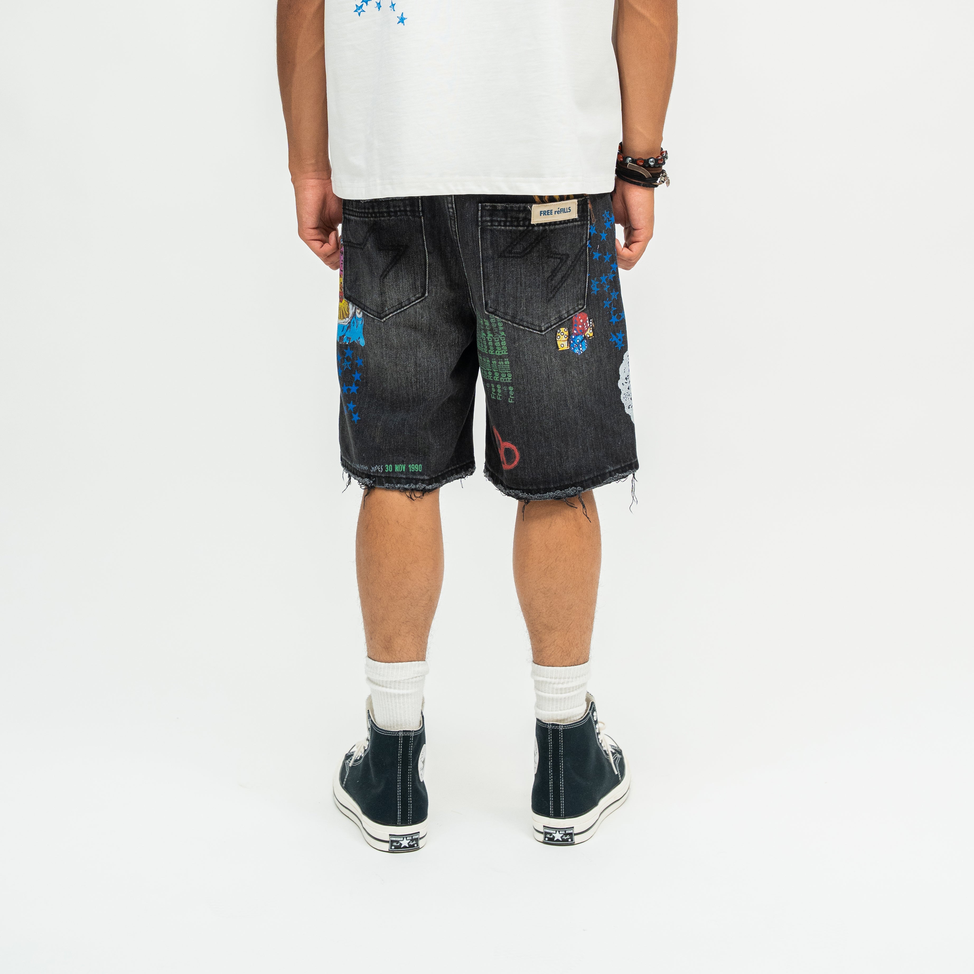 Collage Denim Jorts - Black