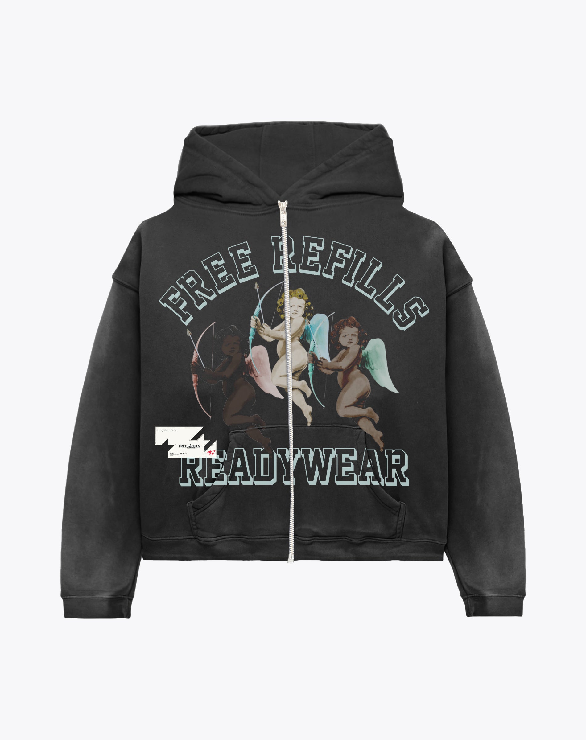 Angels Zip Up Hoodie - Vintage Black
