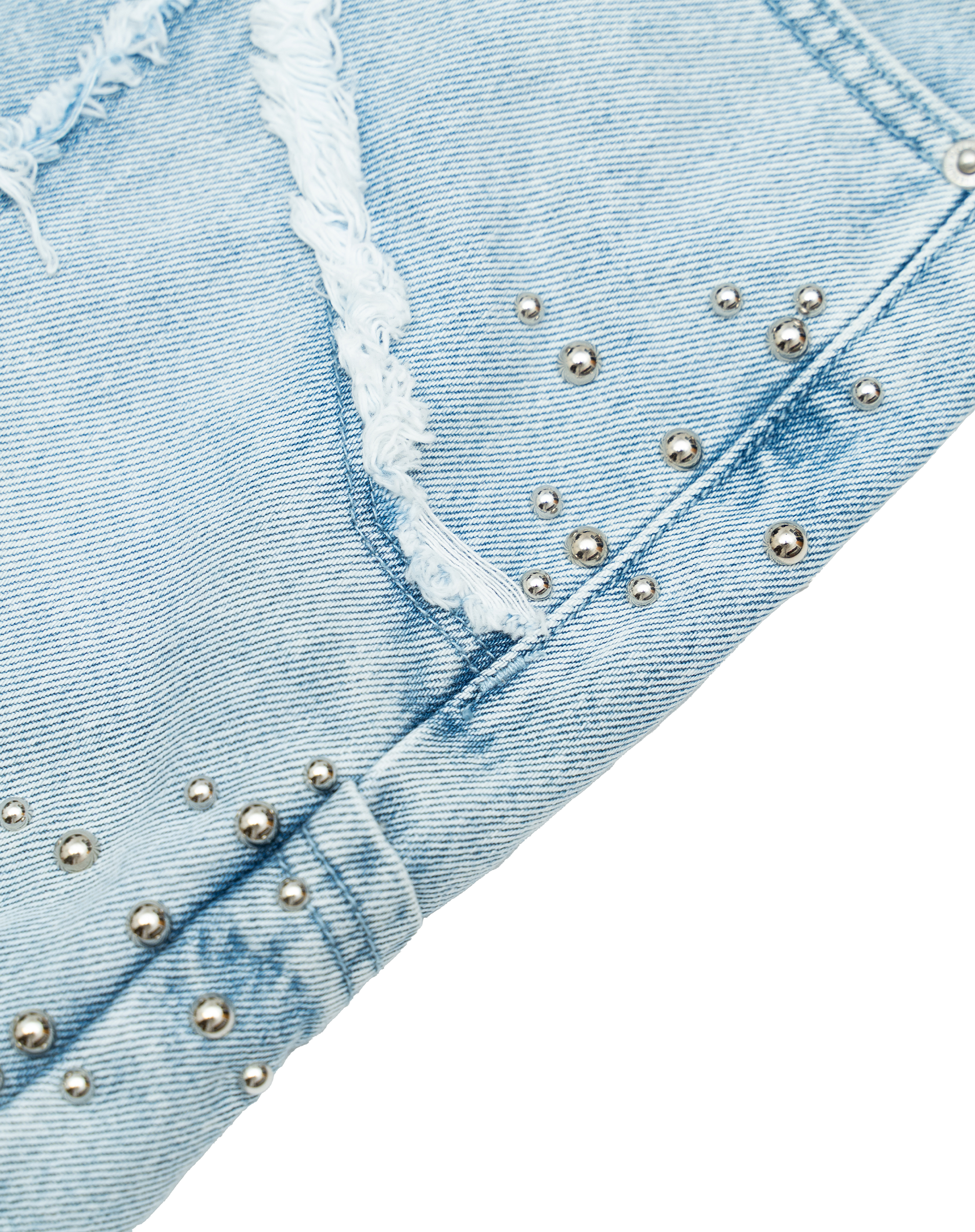 FR Studded Denim Jorts - Washed Blue