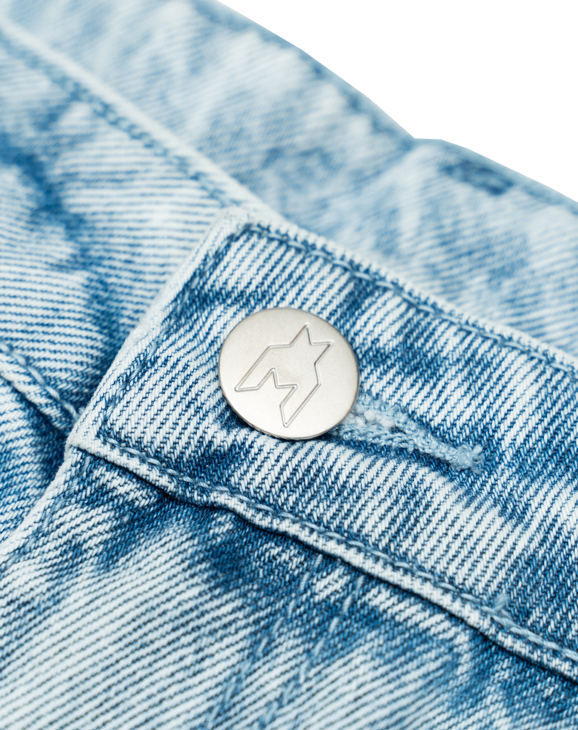 FR Studded Denim Jorts - Washed Blue