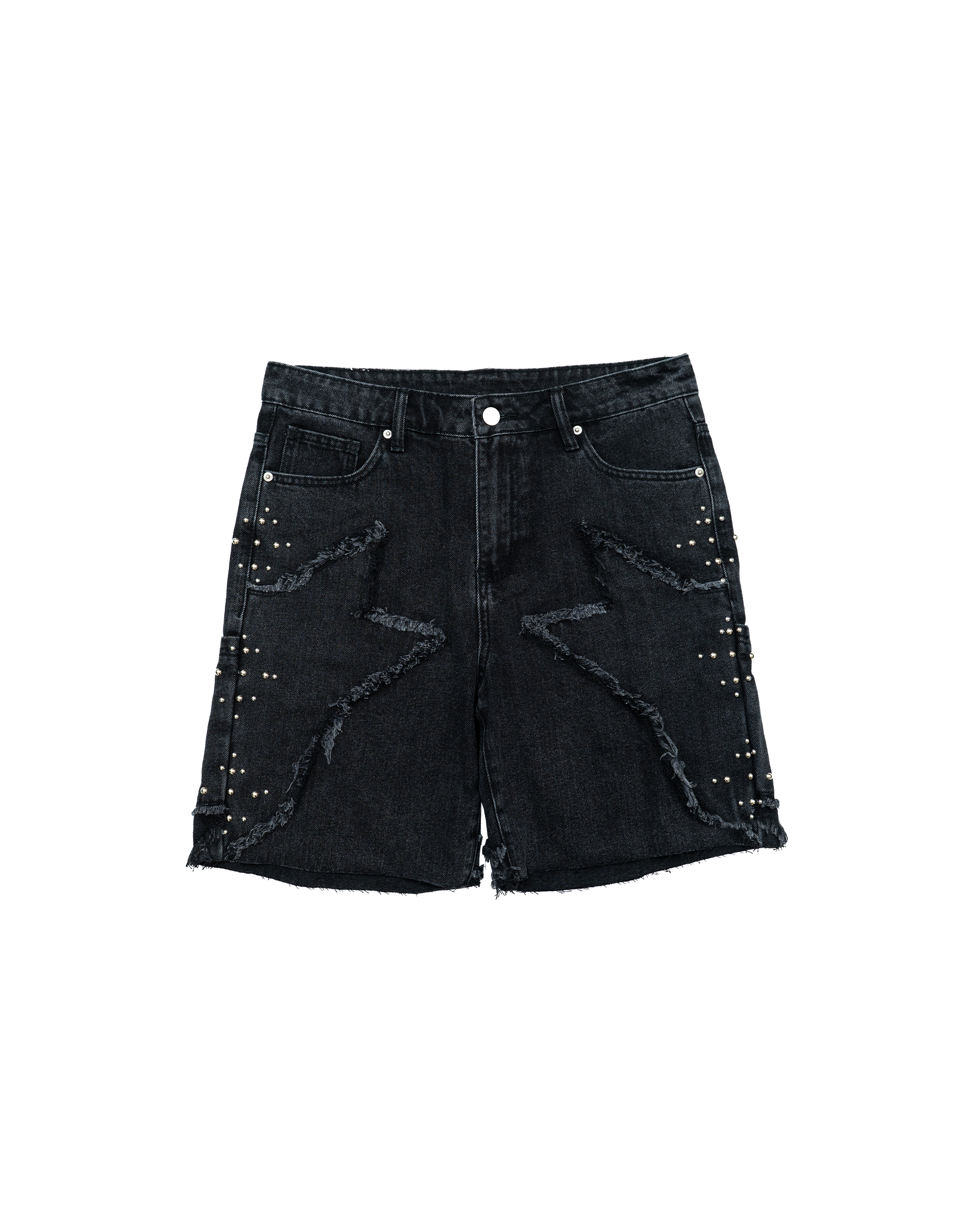 FR Studded Denim Jorts - Washed Black