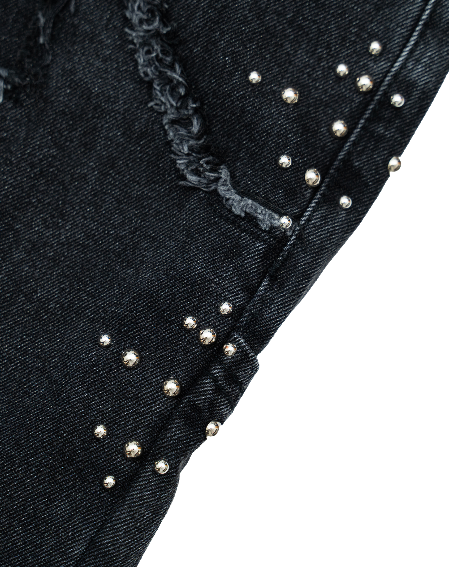 FR Studded Denim Jorts - Washed Black