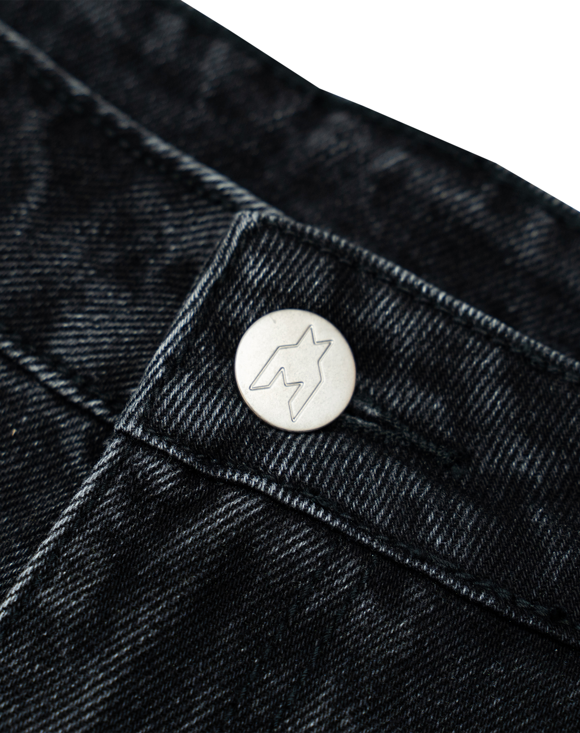 FR Studded Denim Jorts - Washed Black