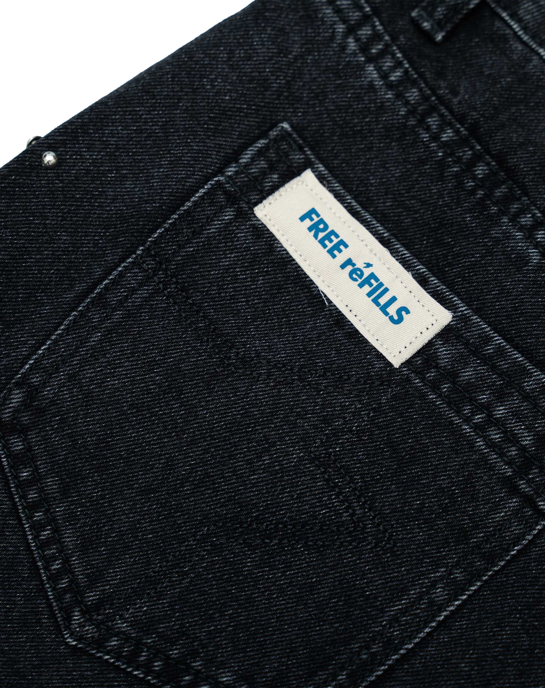 FR Studded Denim Jorts - Washed Black