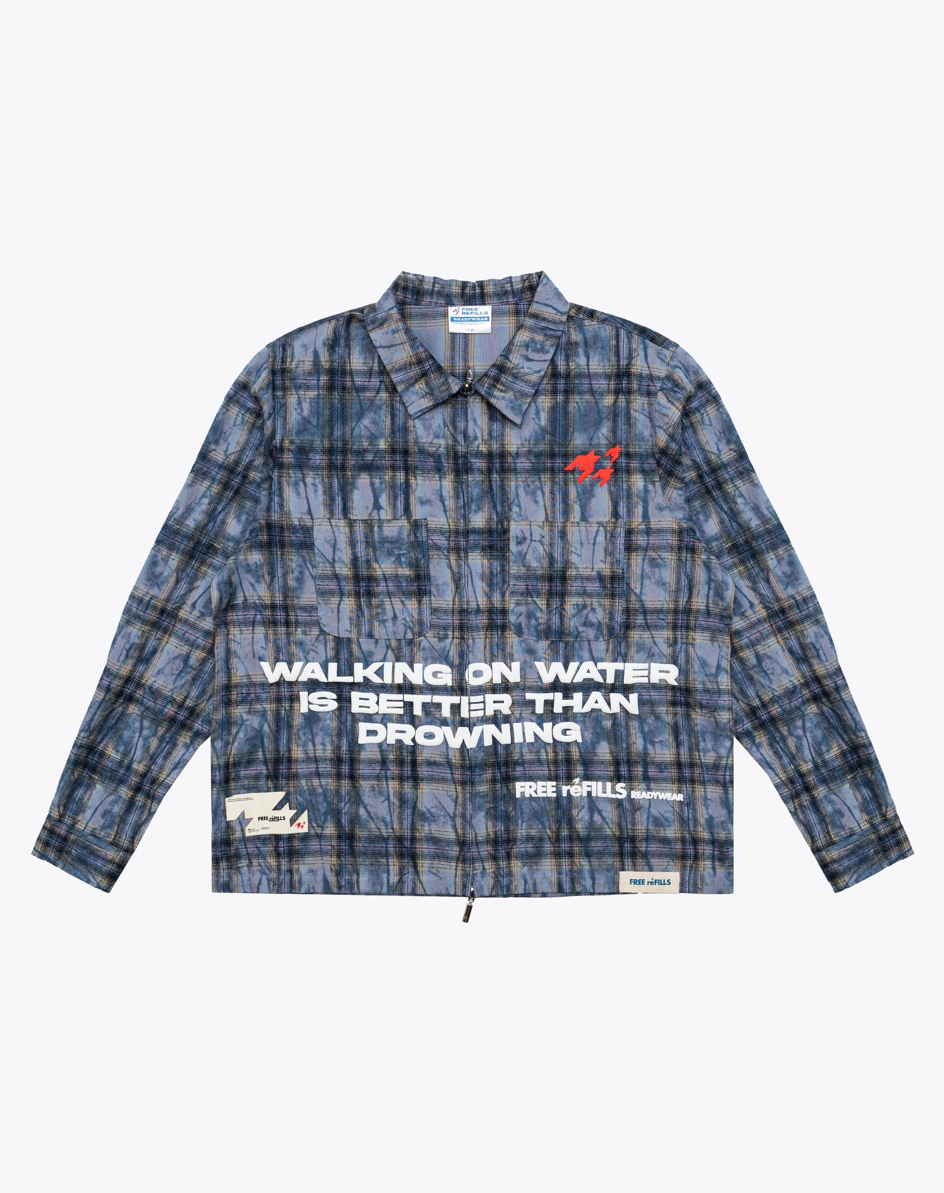 FR Cropped Flannel - Washed Blue