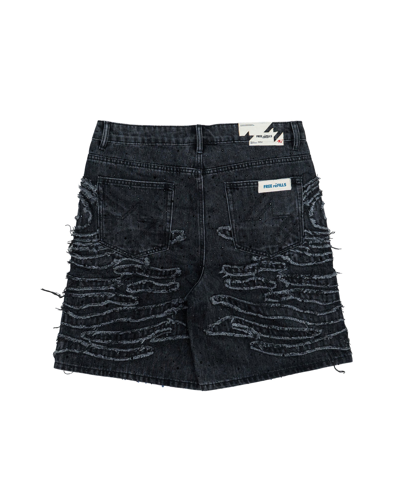 Zebra Denim Shorts - Washed Black