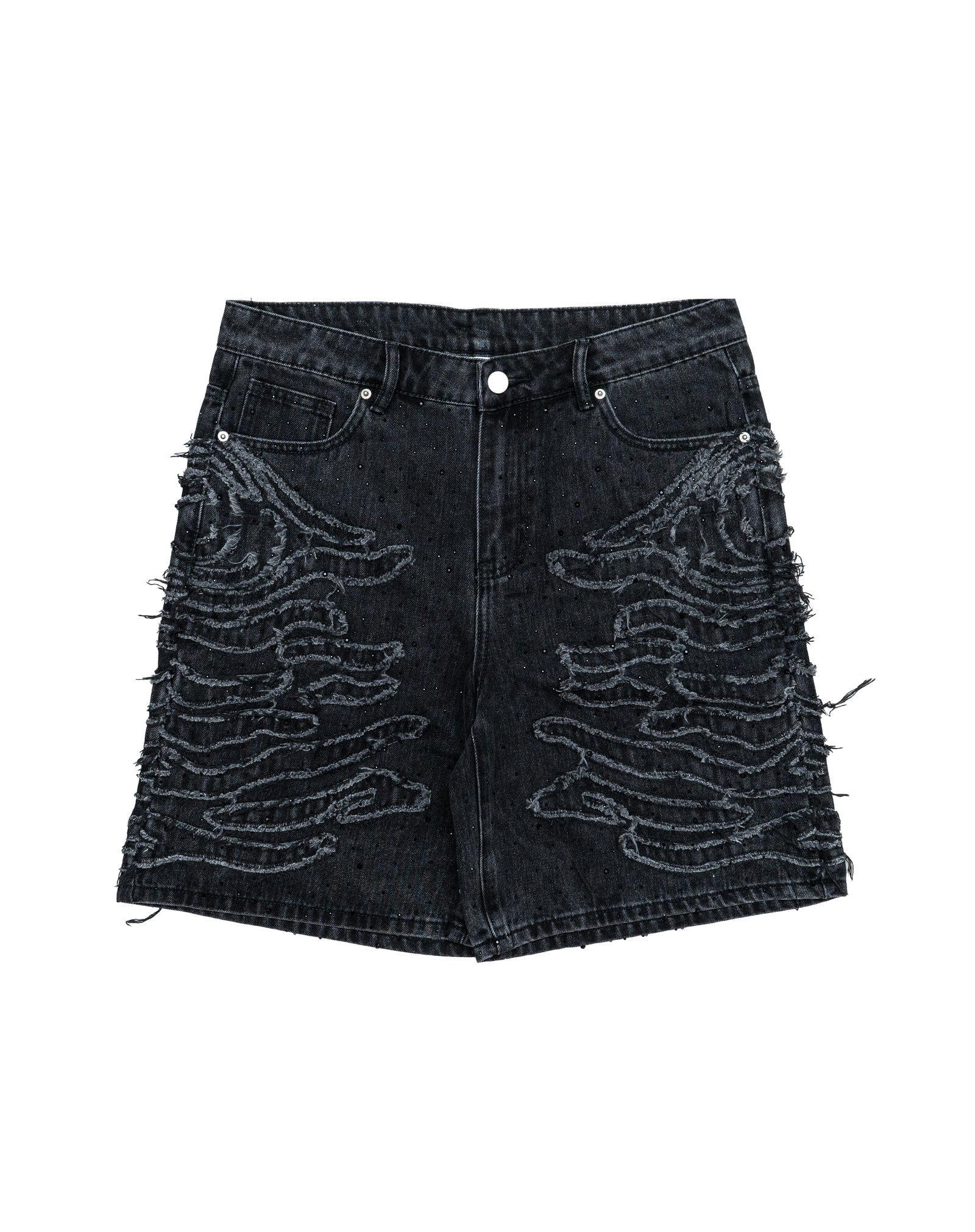 Zebra Denim Shorts - Washed Black