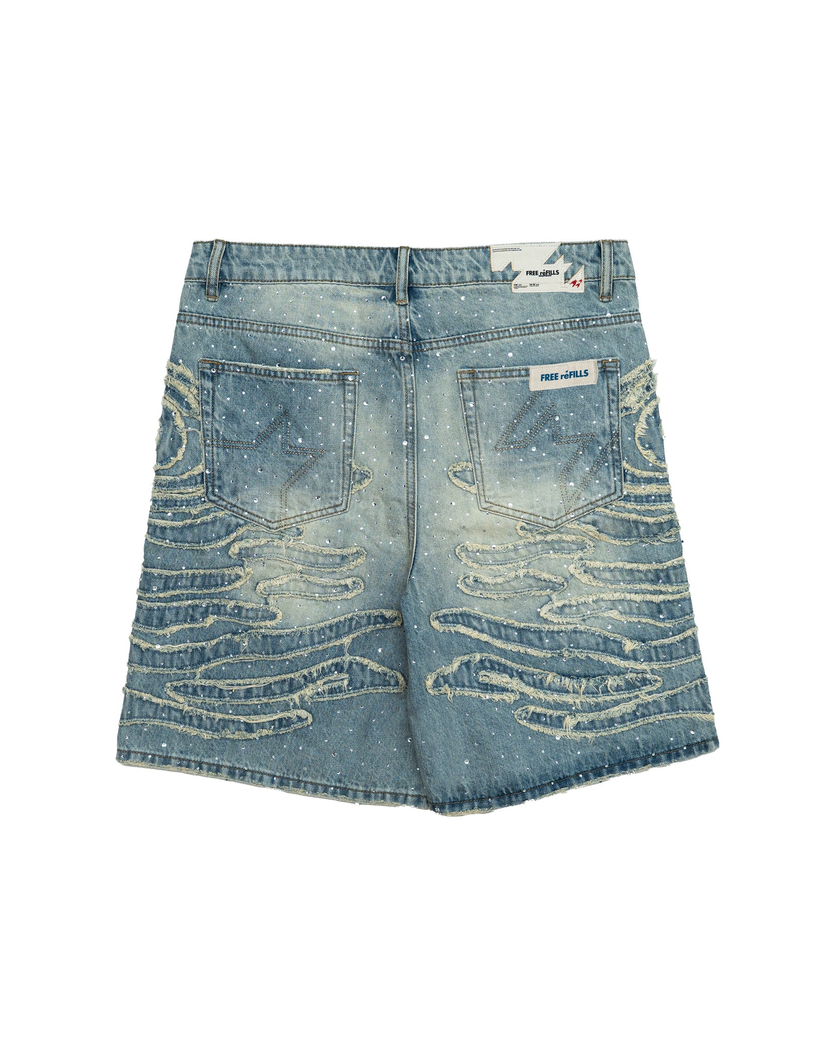 Zebra Denim Shorts - Washed Blue