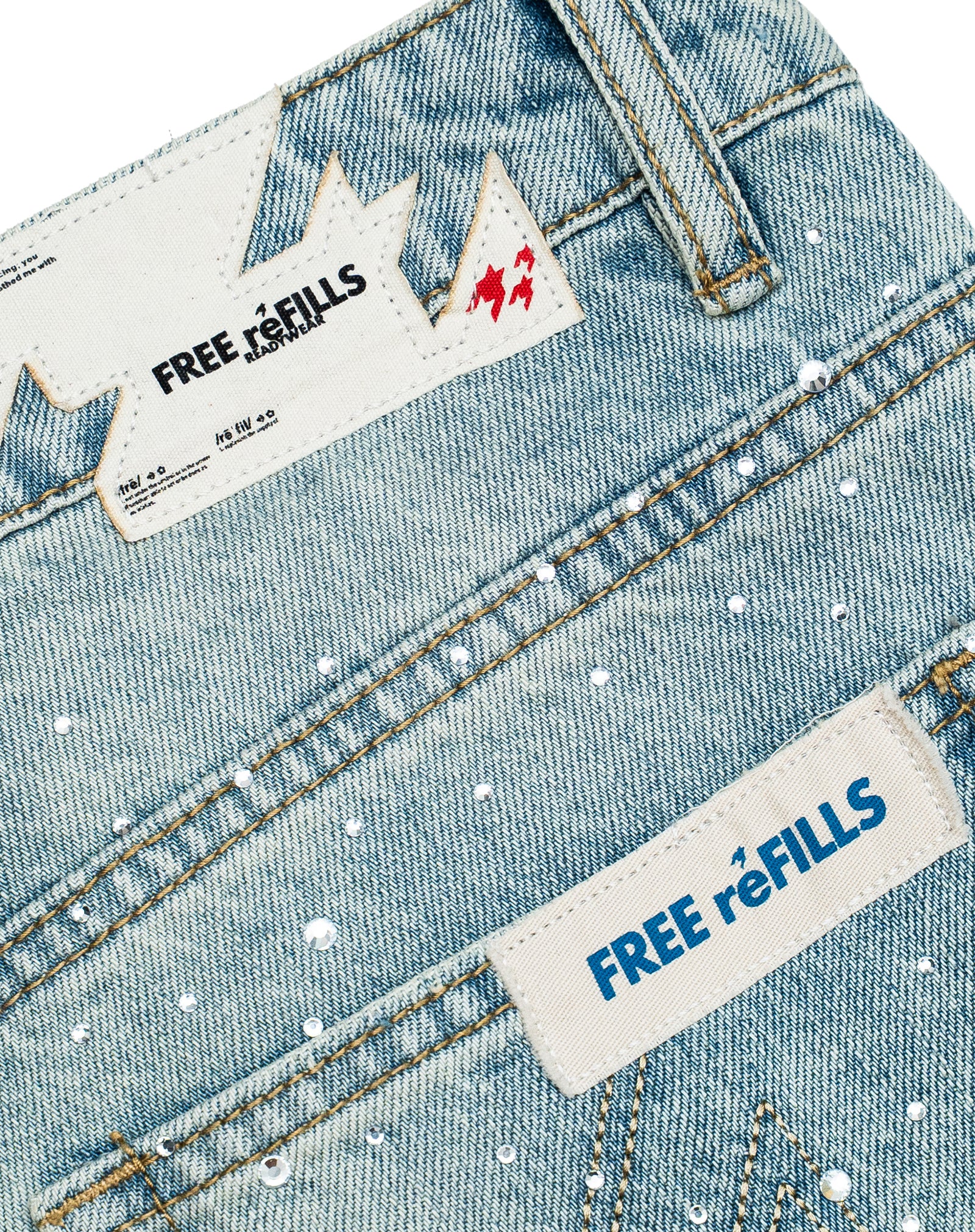 Zebra Denim Shorts - Washed Blue