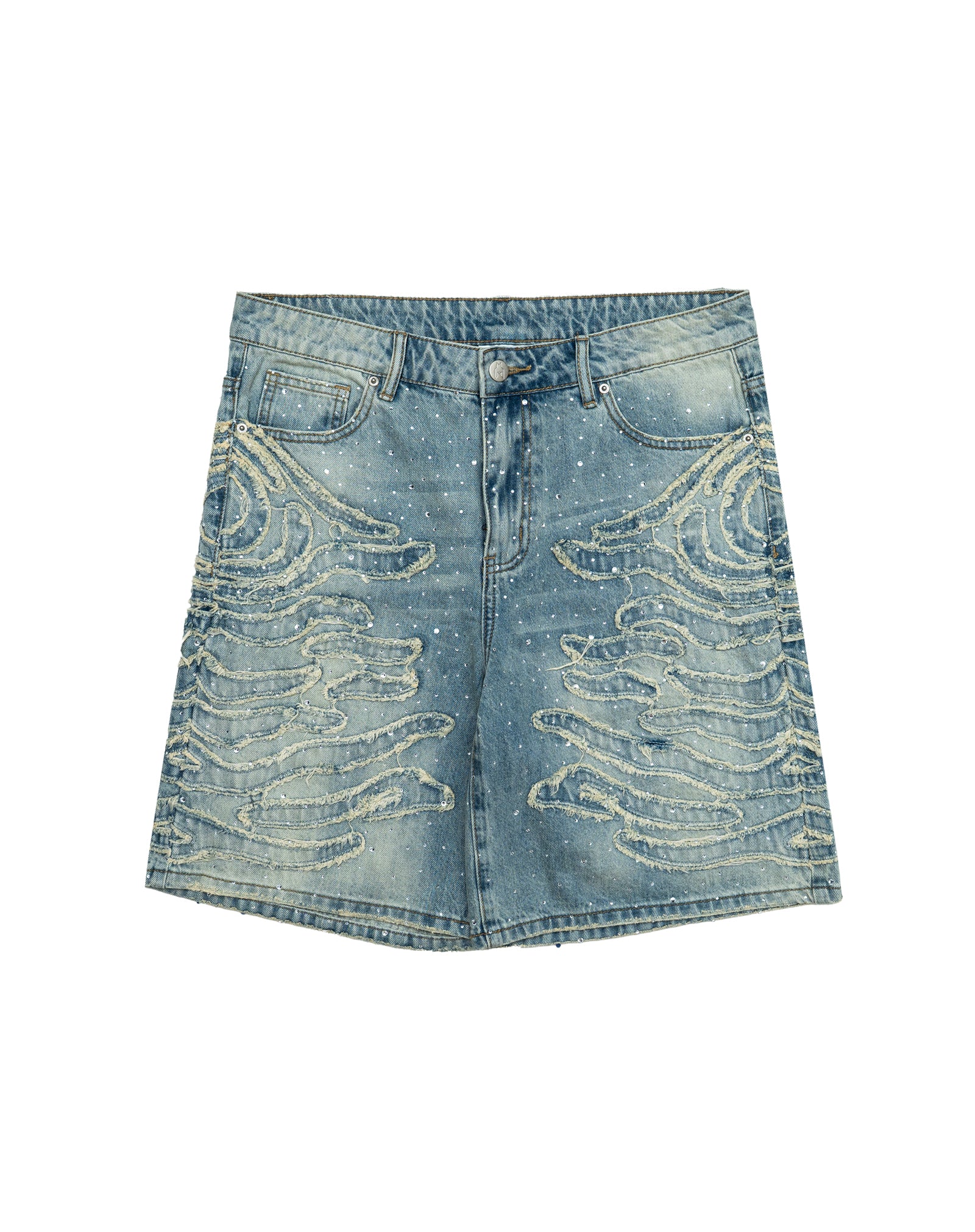 Zebra Denim Shorts - Washed Blue