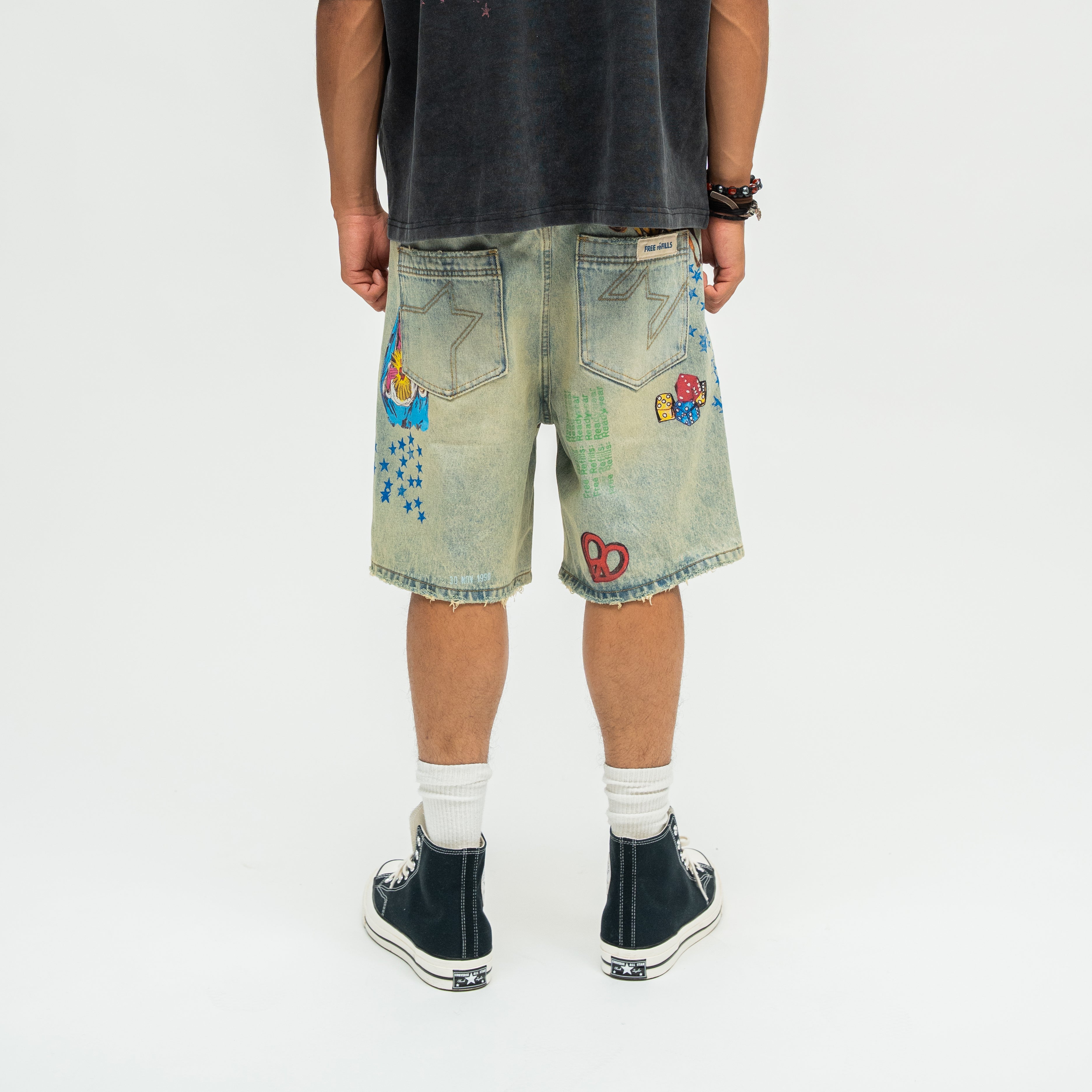 Collage Denim Jorts - Blue