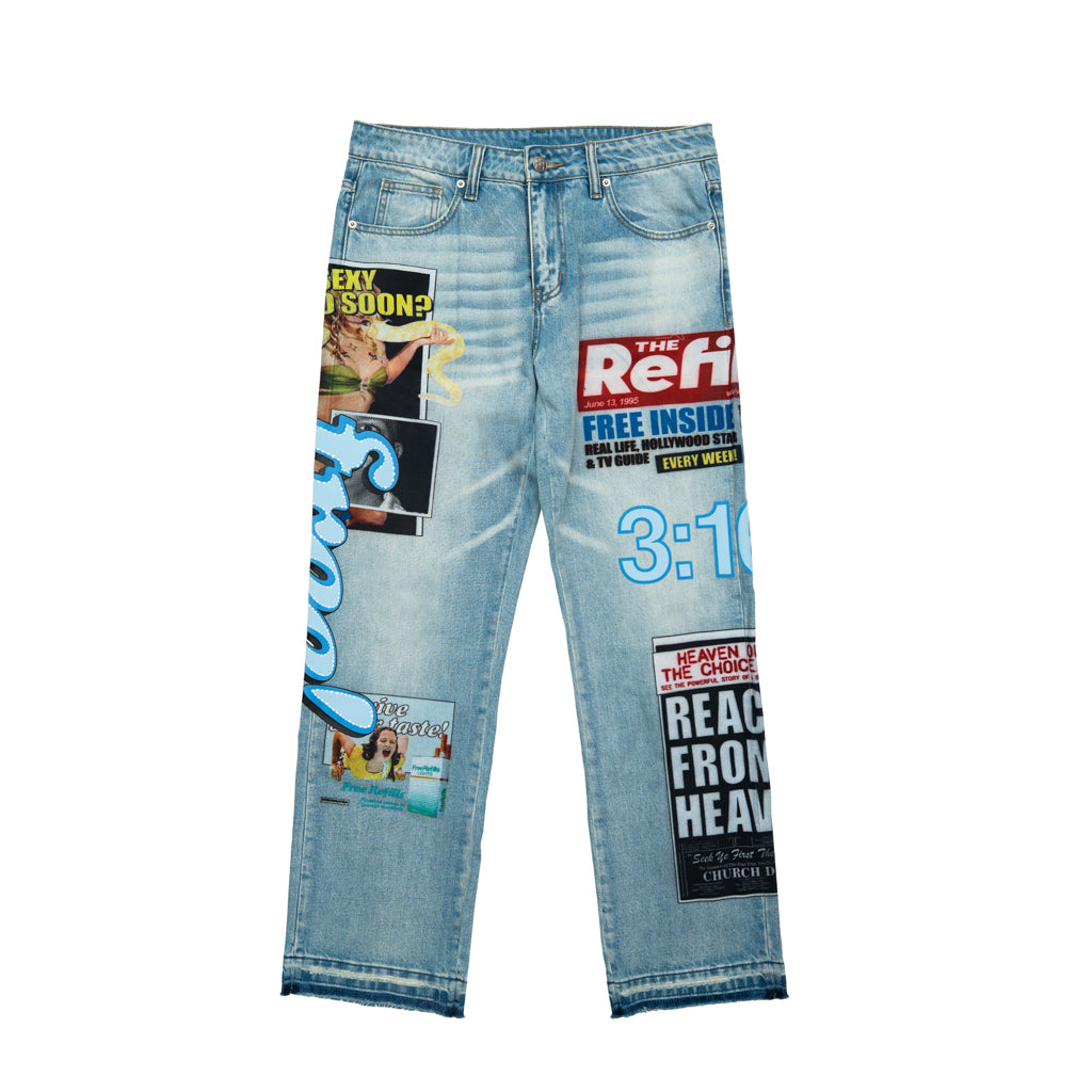 Tabloid Denim Pants - Blue