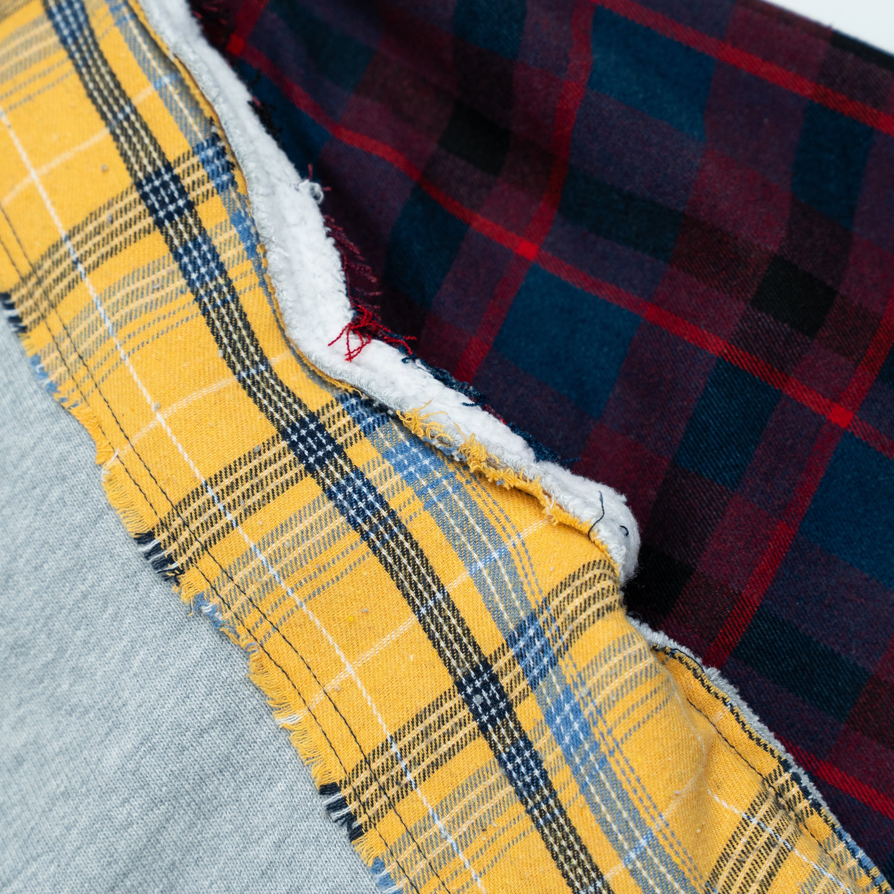 Multi Flannel Zip-Up Hoodie - Grey