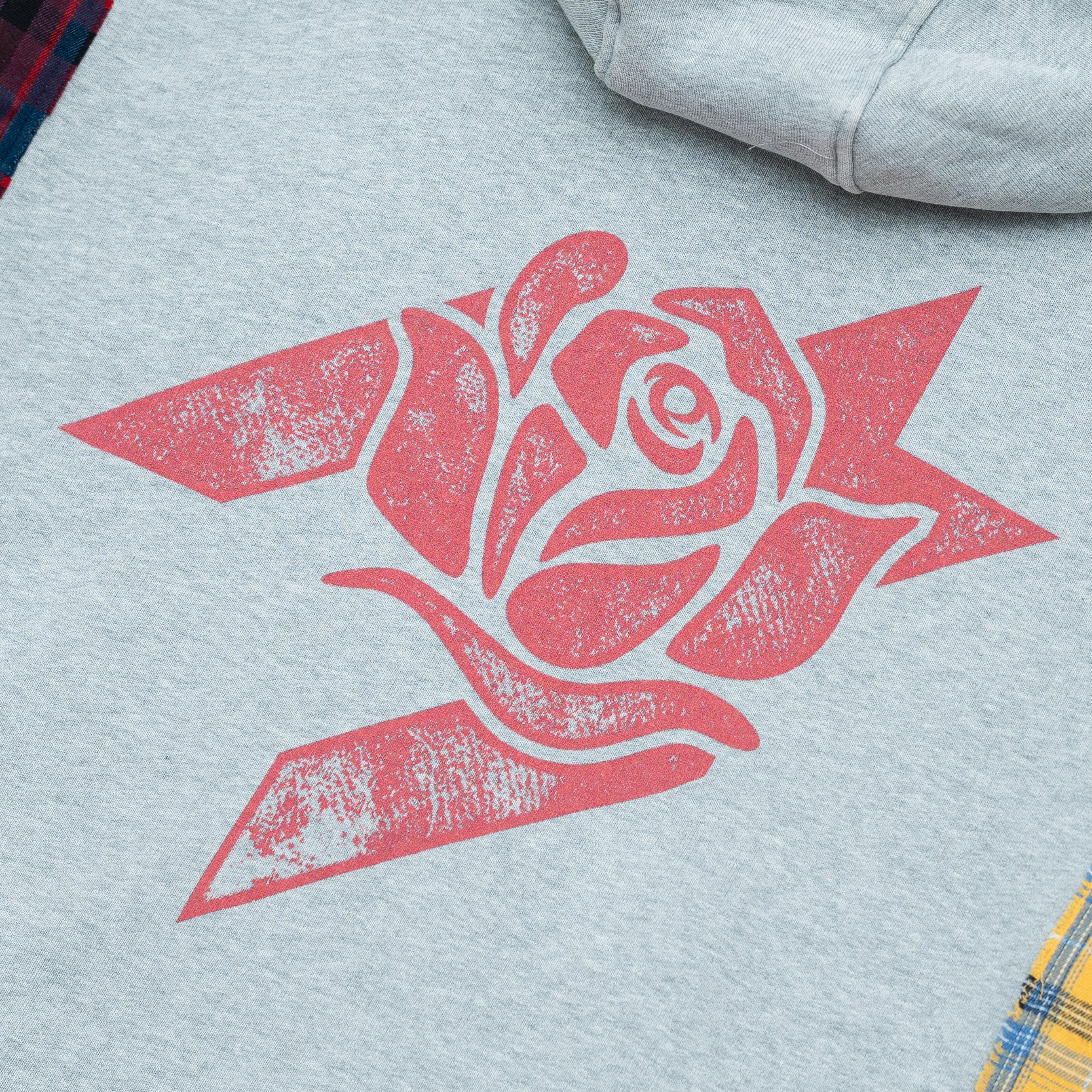 Multi Flannel Zip-Up Hoodie - Grey