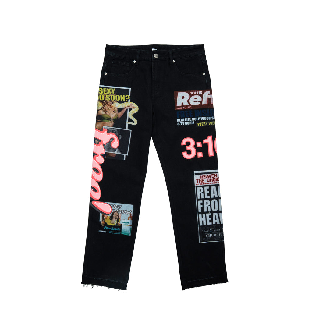 Tabloid Denim Pants - Black