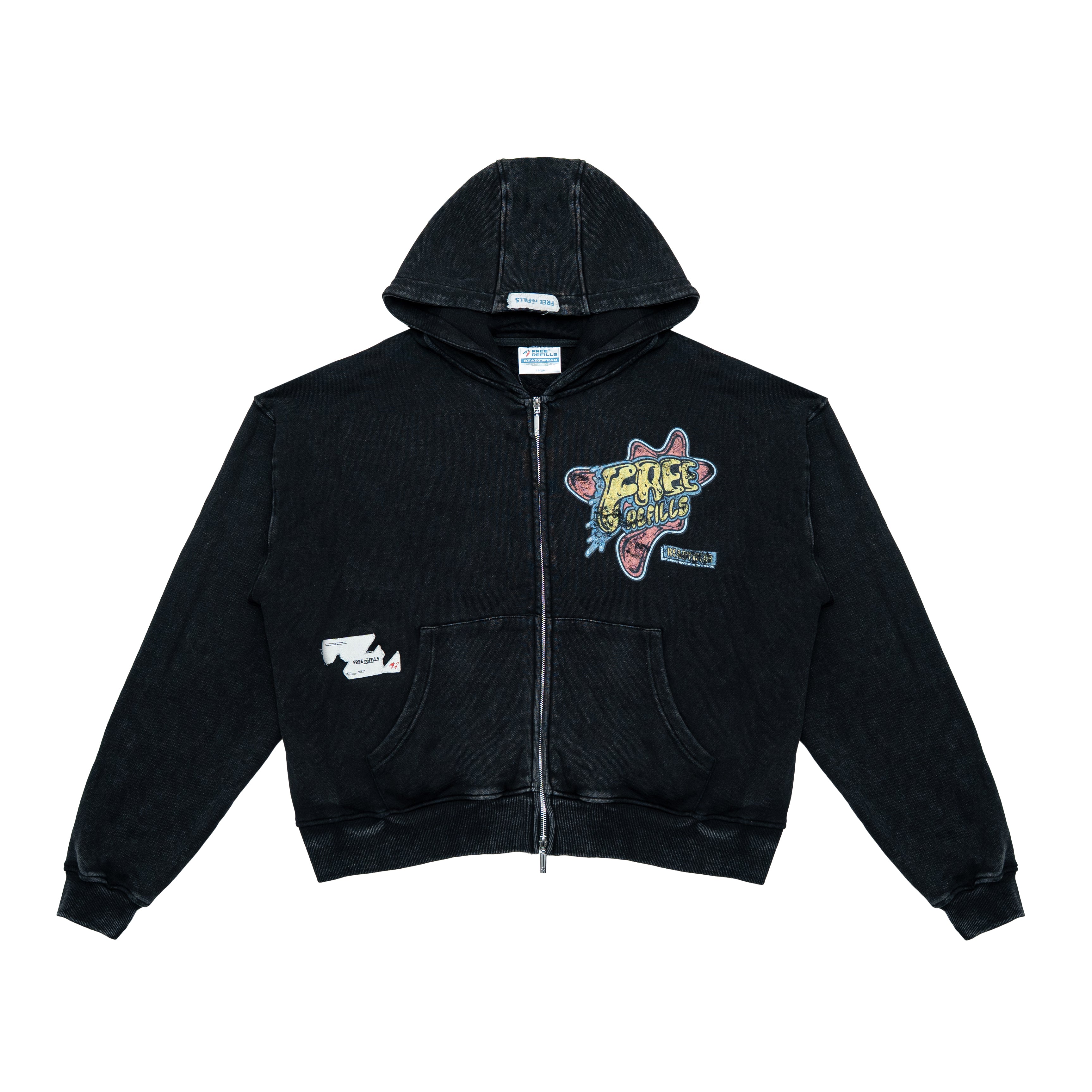 Amoeba Zip-Up Hoodie - Black