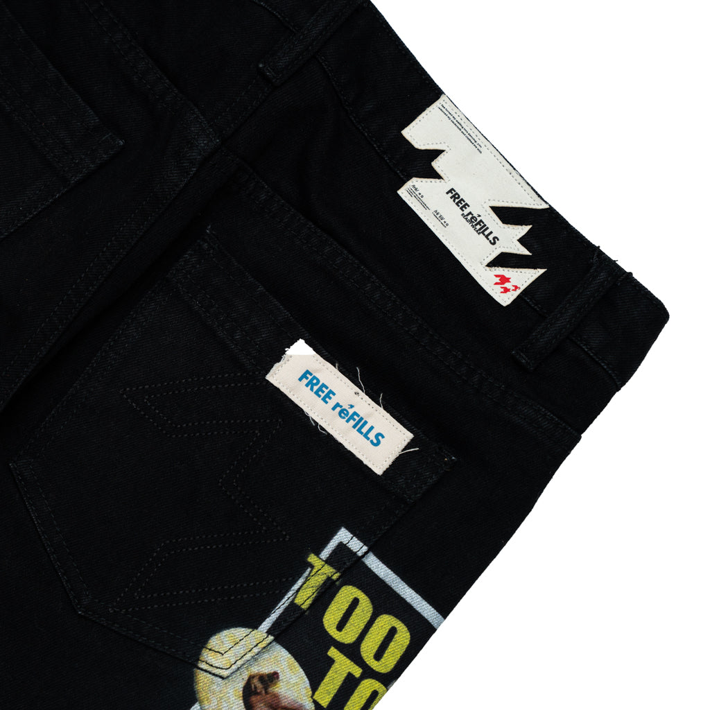 Tabloid Denim Pants - Black