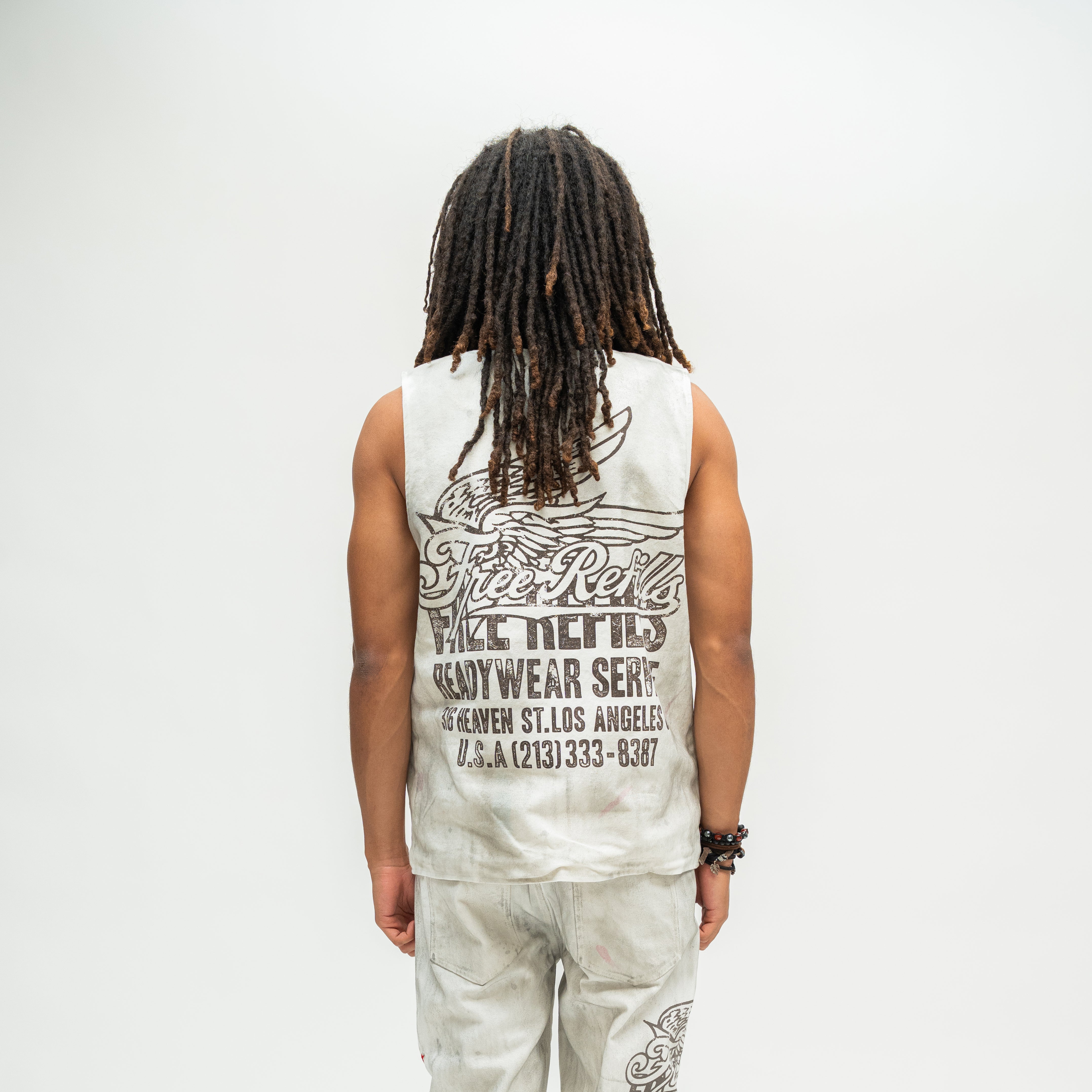 Service Grunge Vest Jacket - Cream