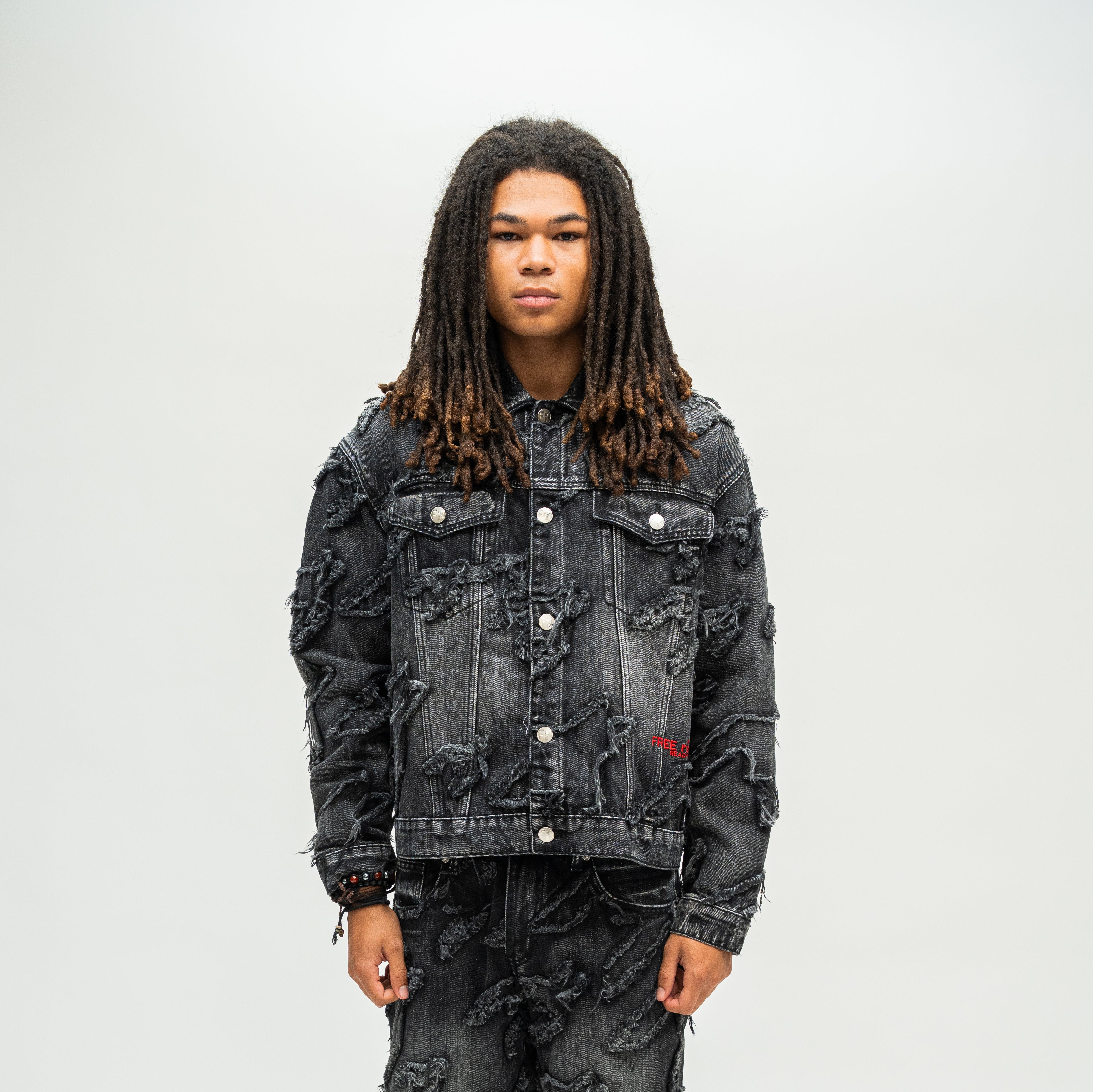 Checks Distressed Jacket - Black