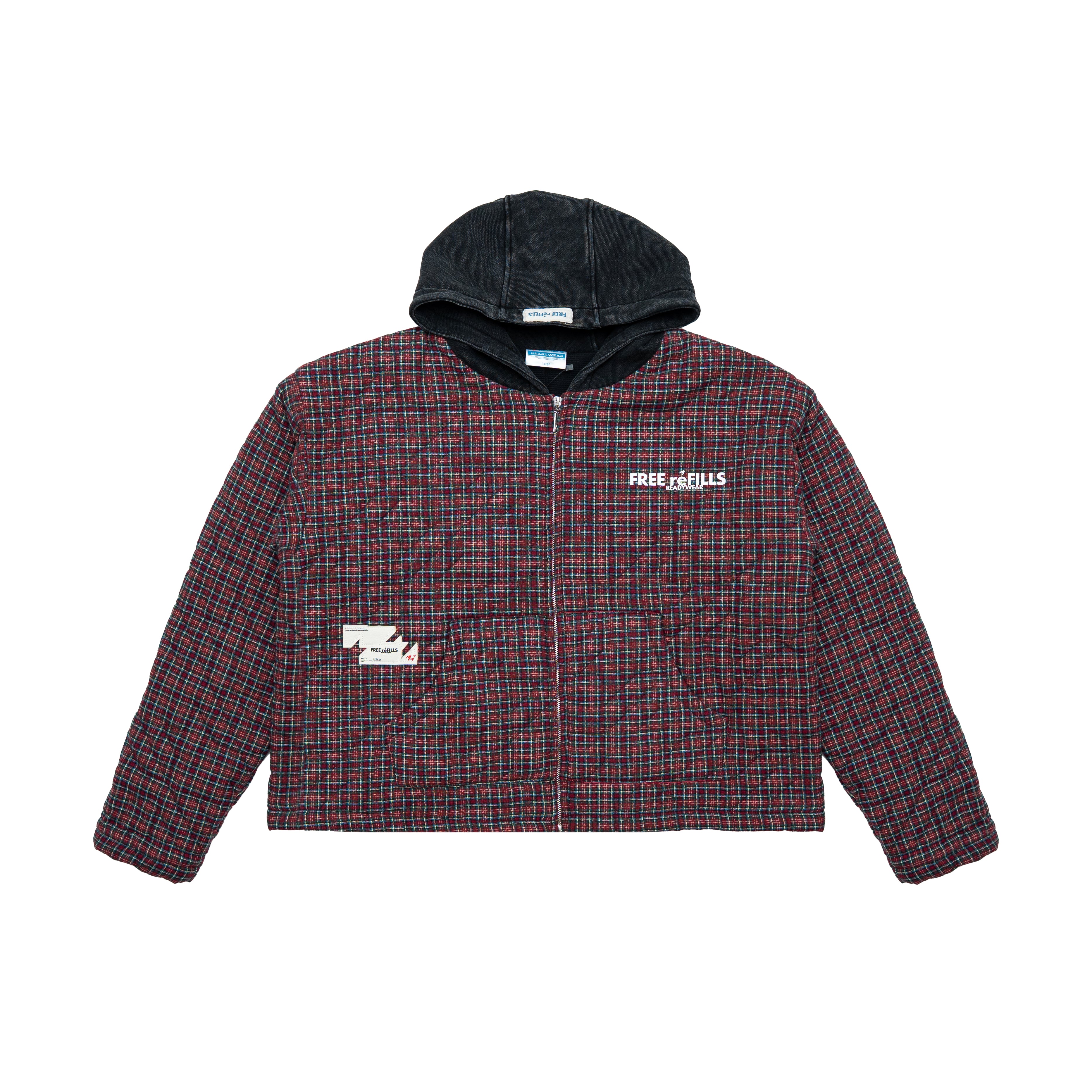 Quilted Flannel Zip-Up Jacket - Black