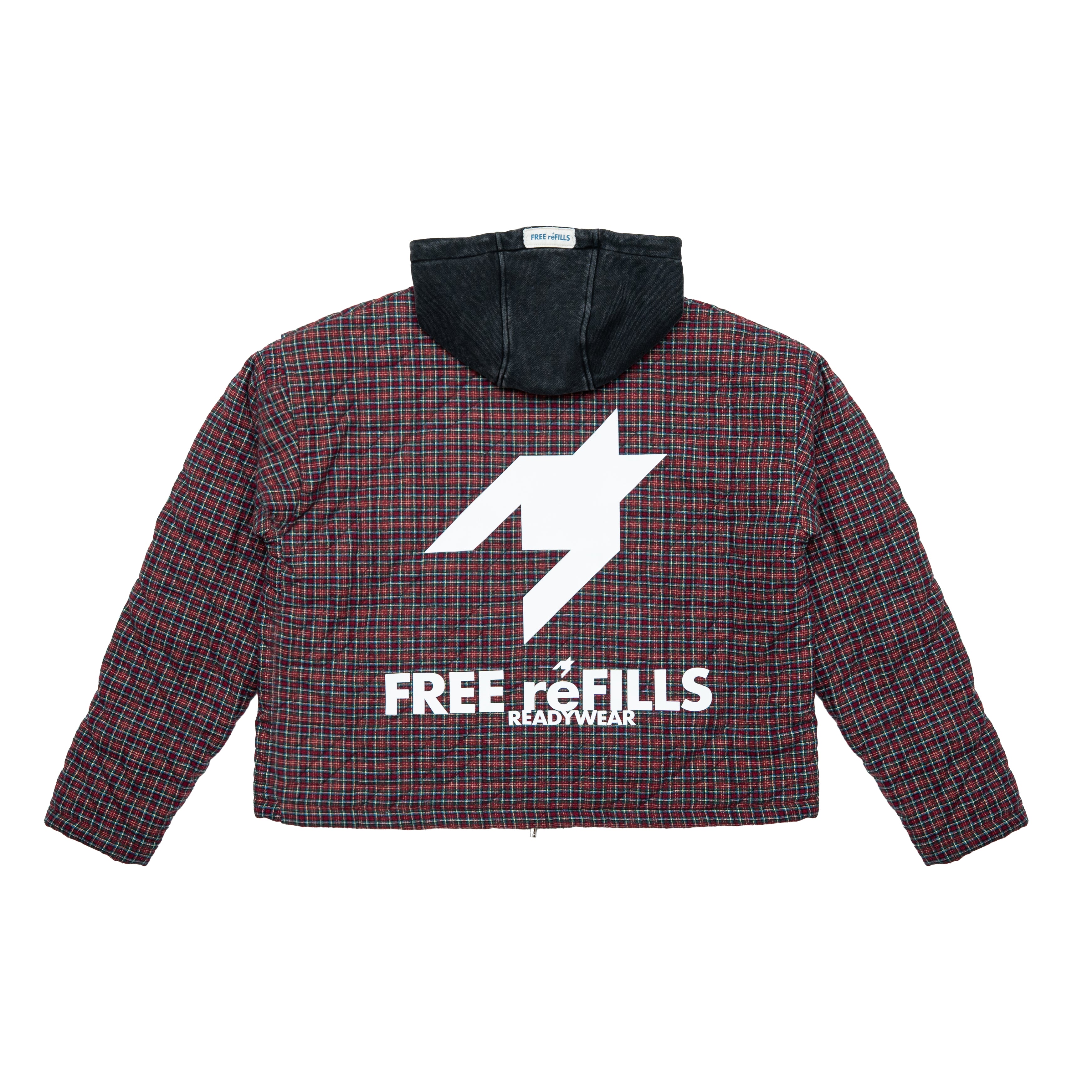 Quilted Flannel Zip-Up Jacket - Black