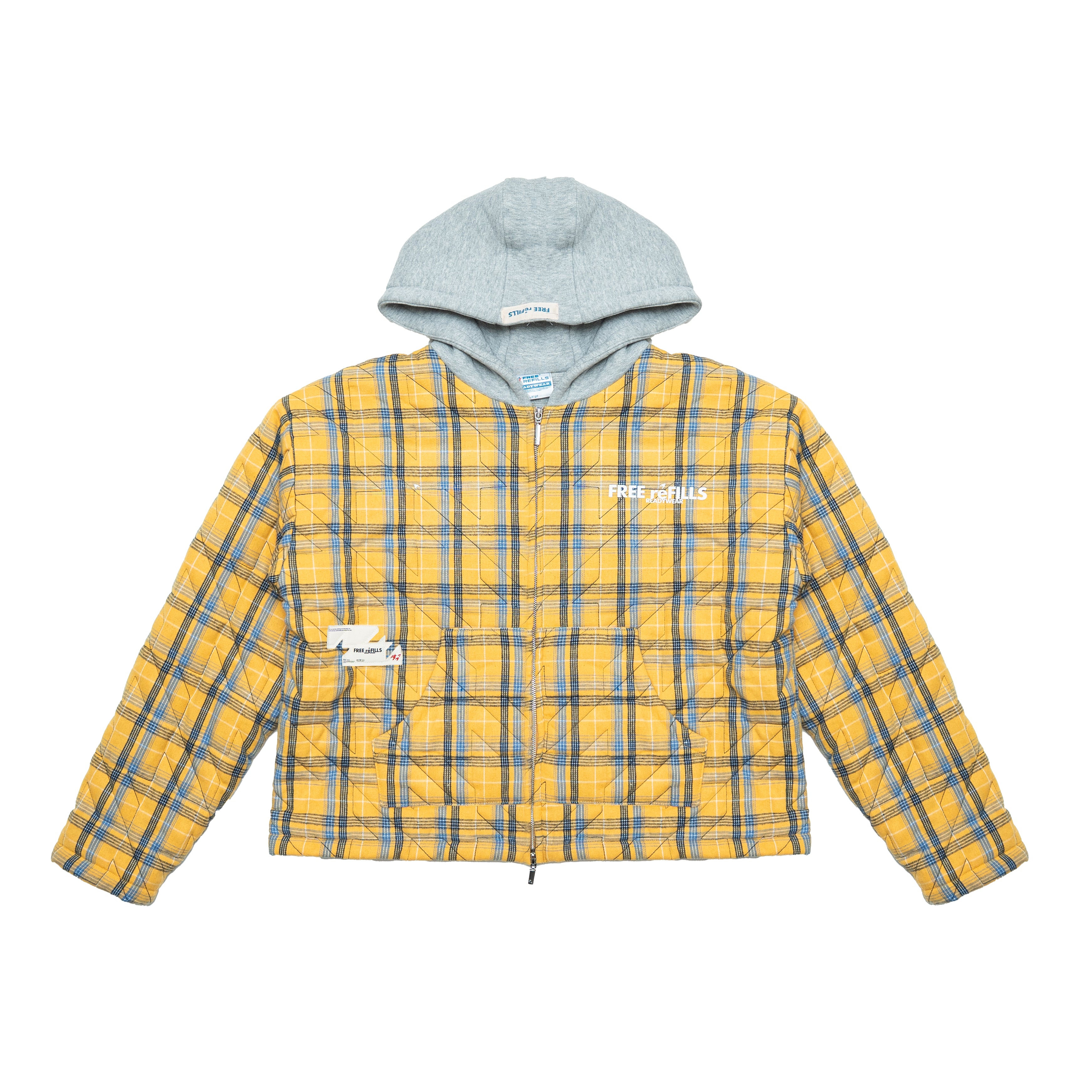 Quilted Flannel Zip-Up Jacket - Yellow