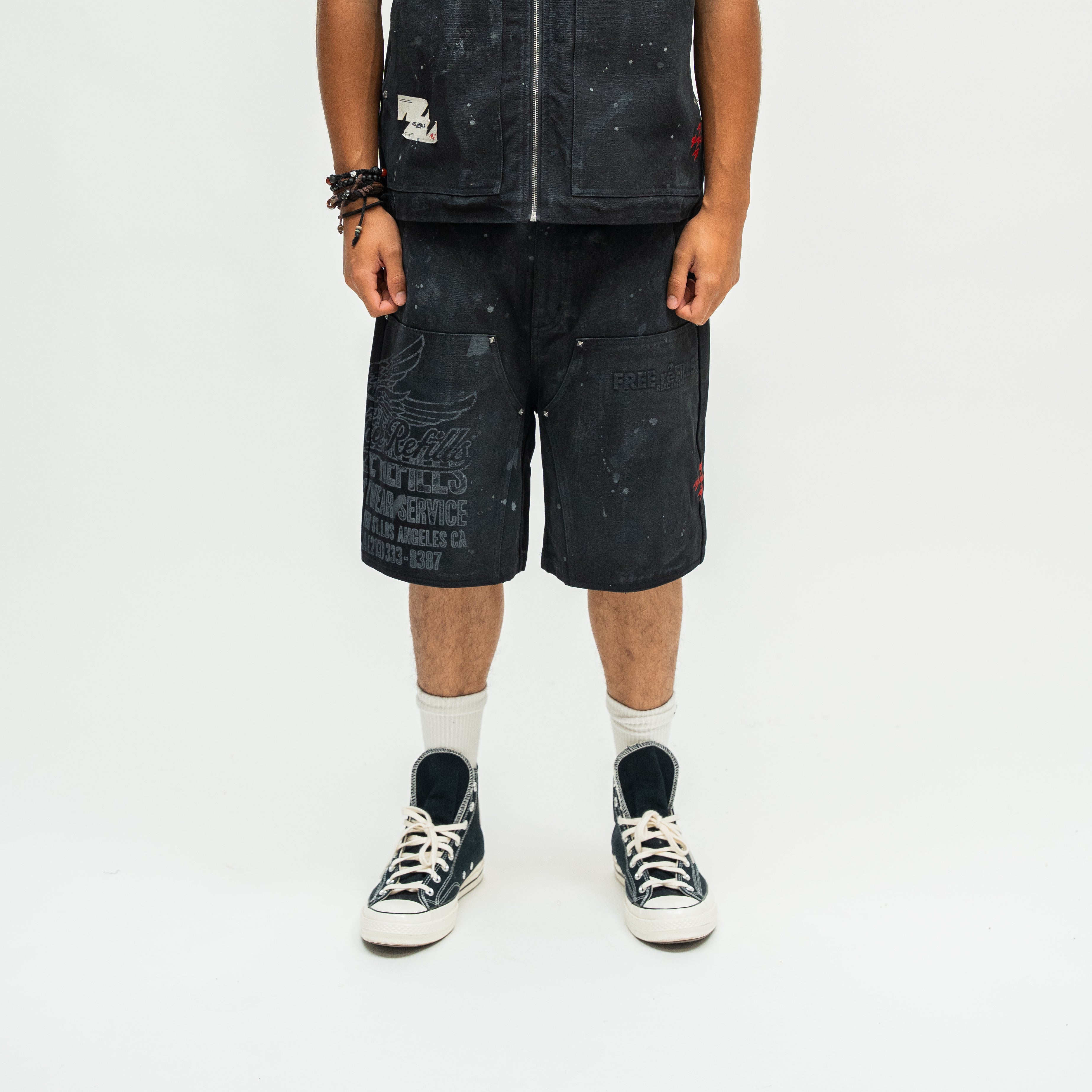 Service Grunge Carpenter Shorts - Black