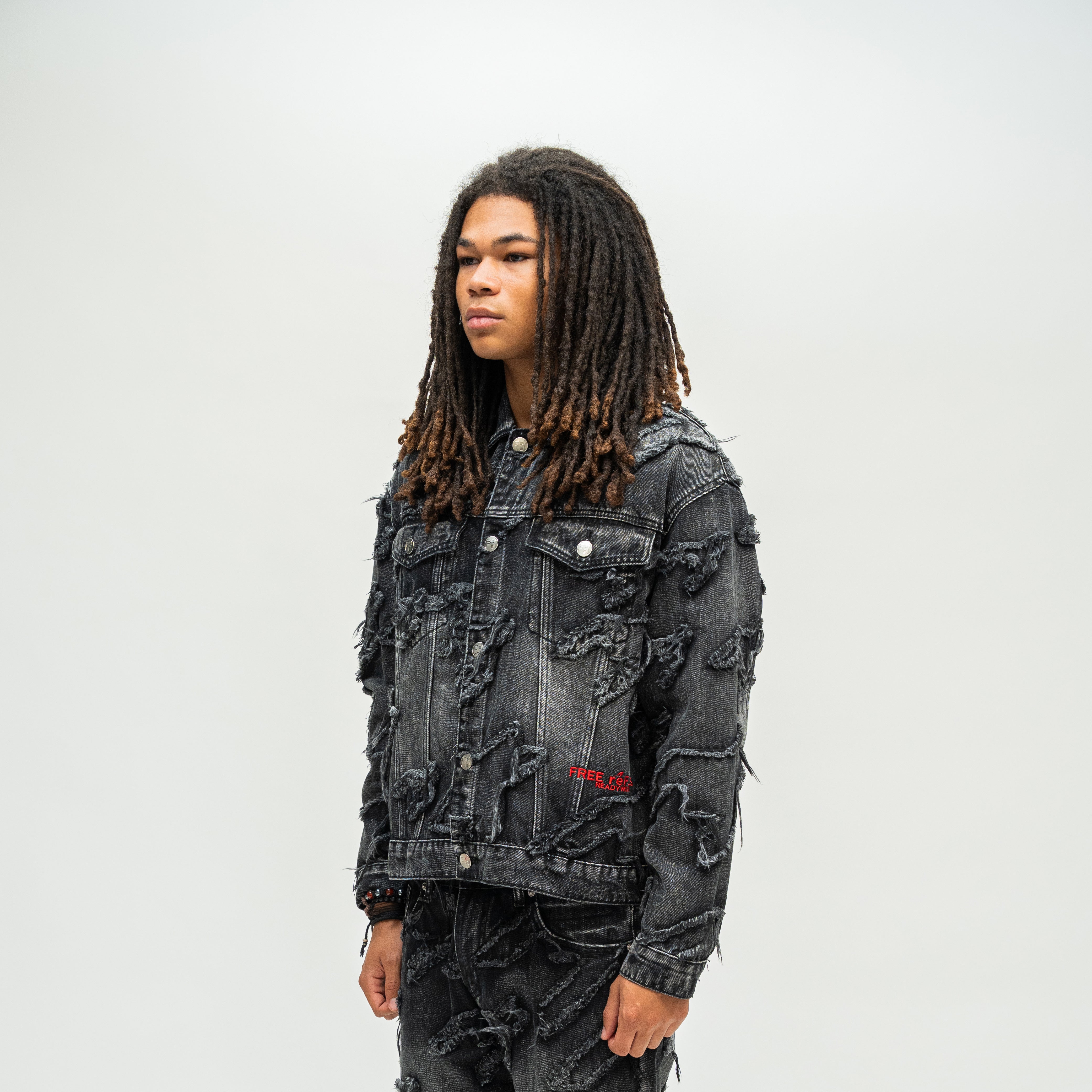 Checks Distressed Jacket - Black