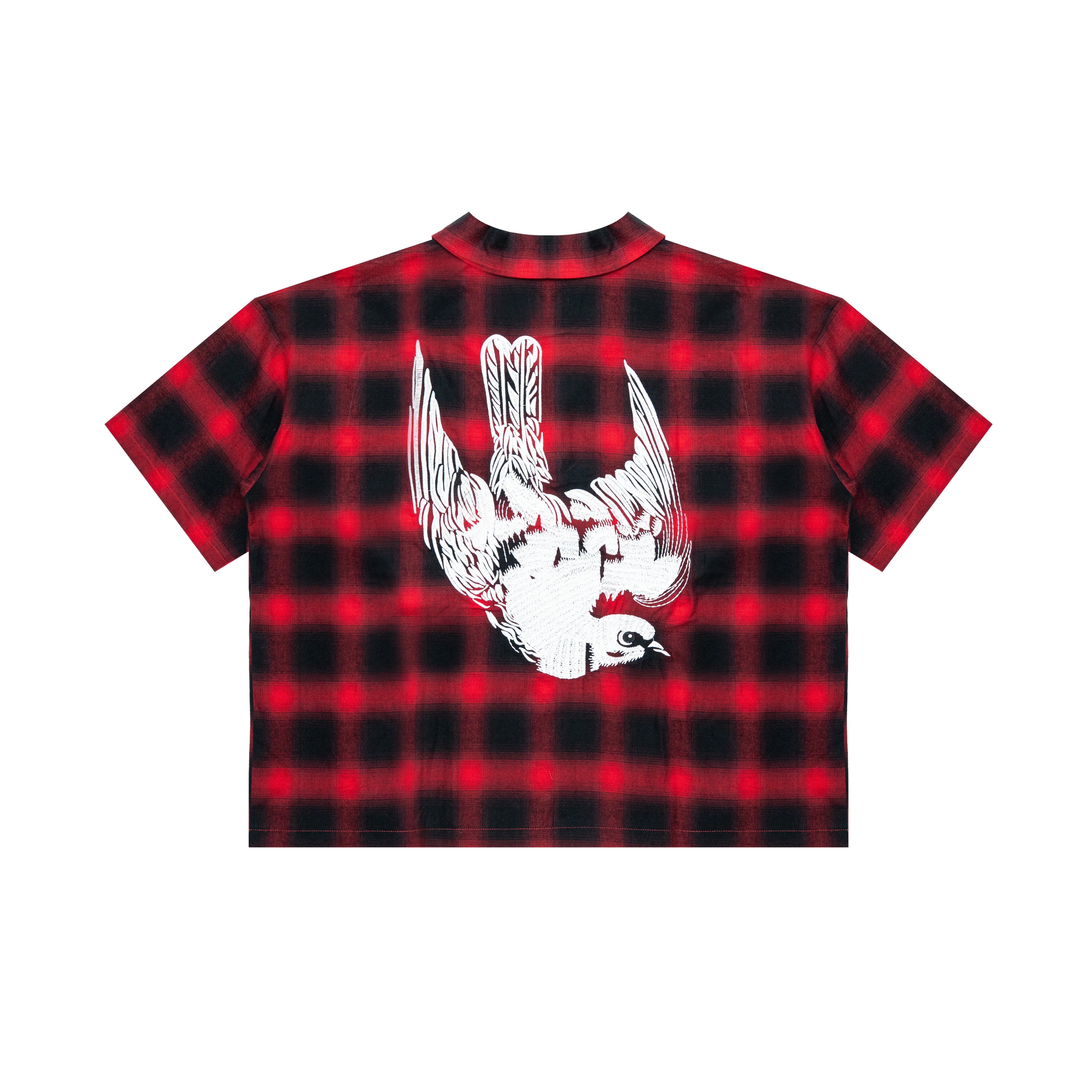 FR Studded Shadow Plaid Zip Shirt - Red