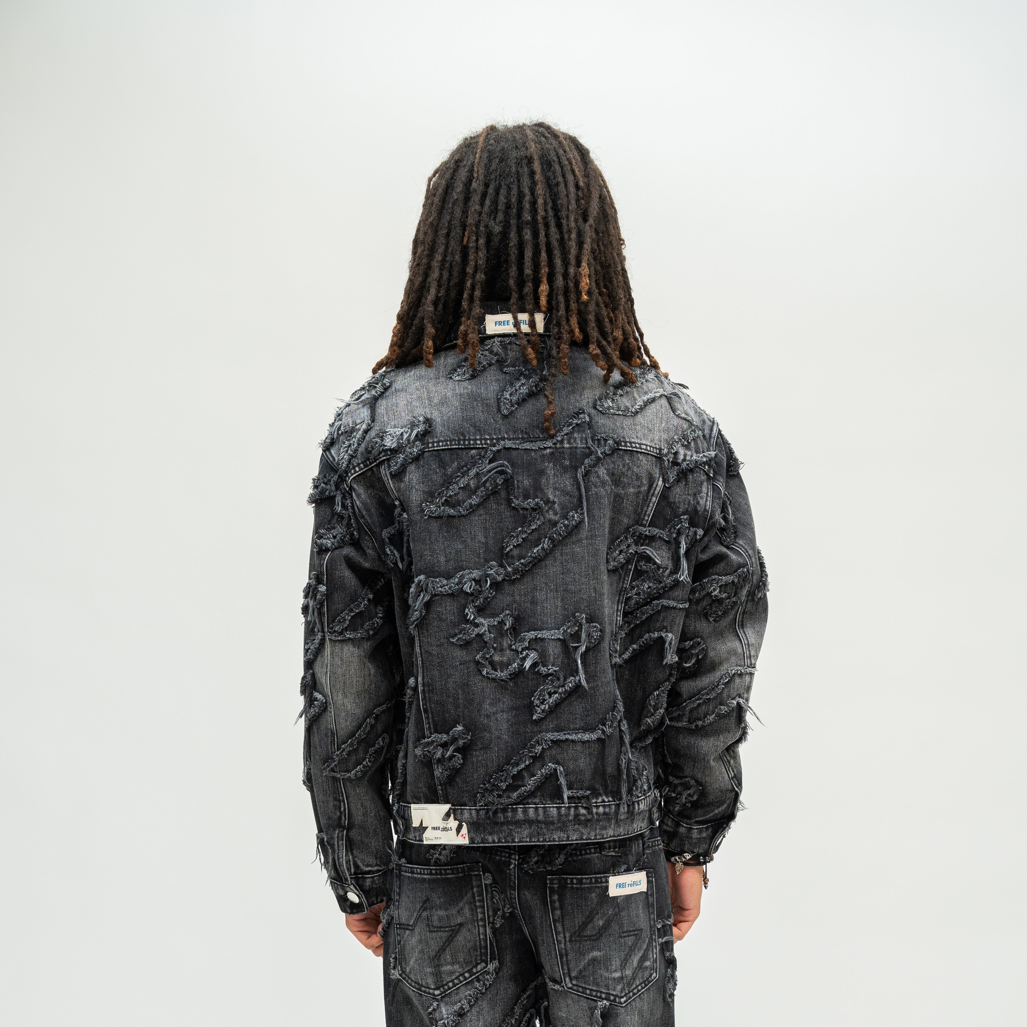 Checks Distressed Jacket - Black
