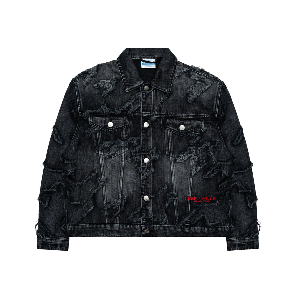 Checks Distressed Jacket - Black