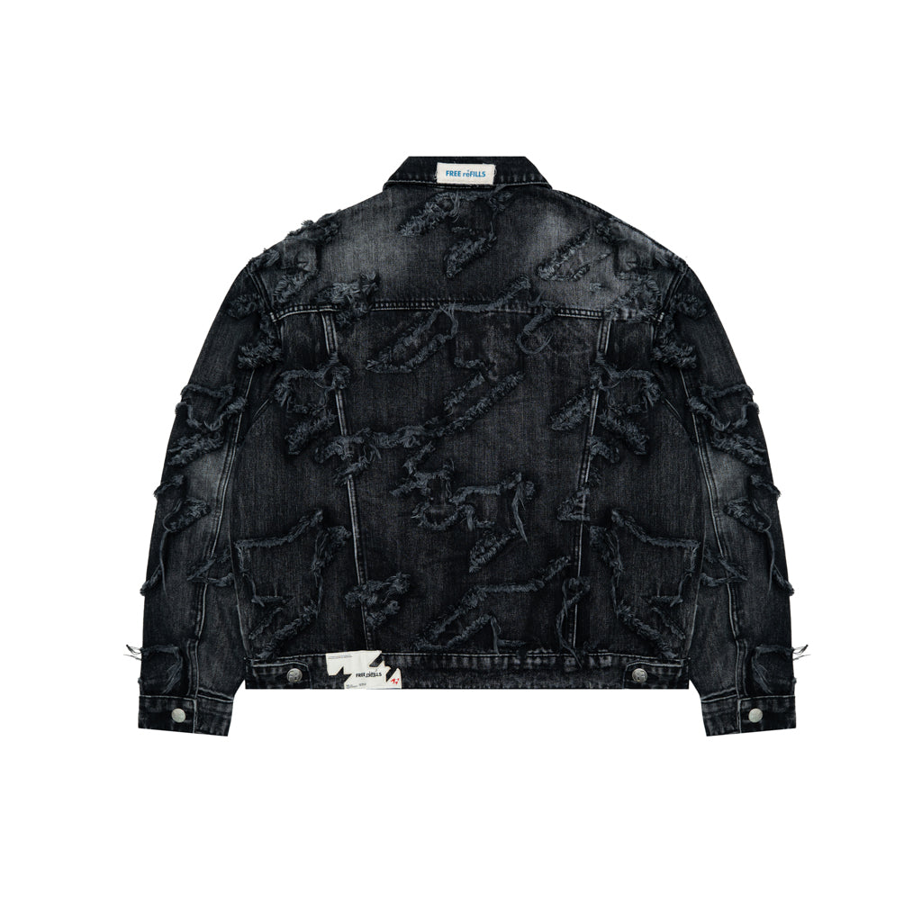 Checks Distressed Jacket - Black