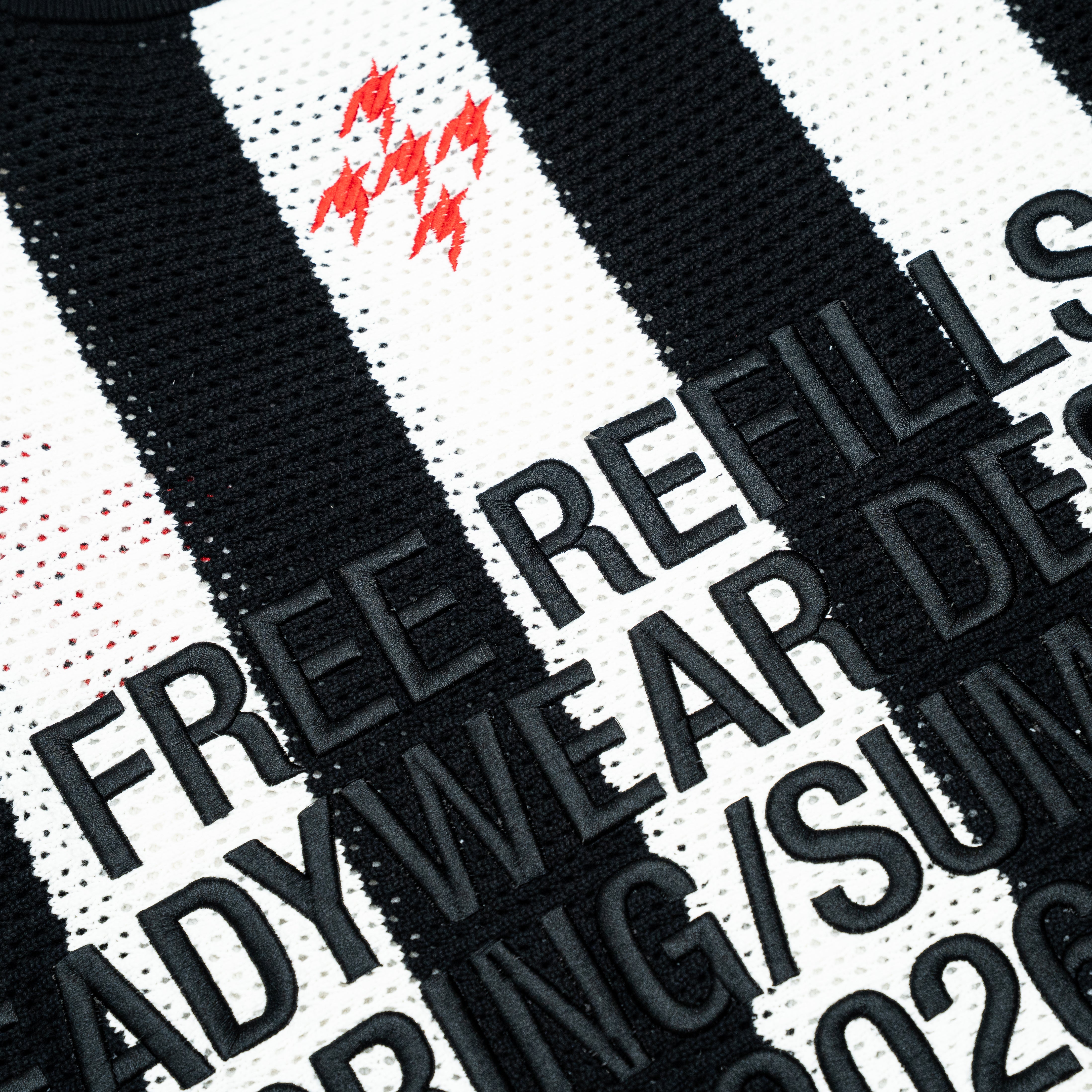 Striped Crochet Knit Jersey Shirt - Black