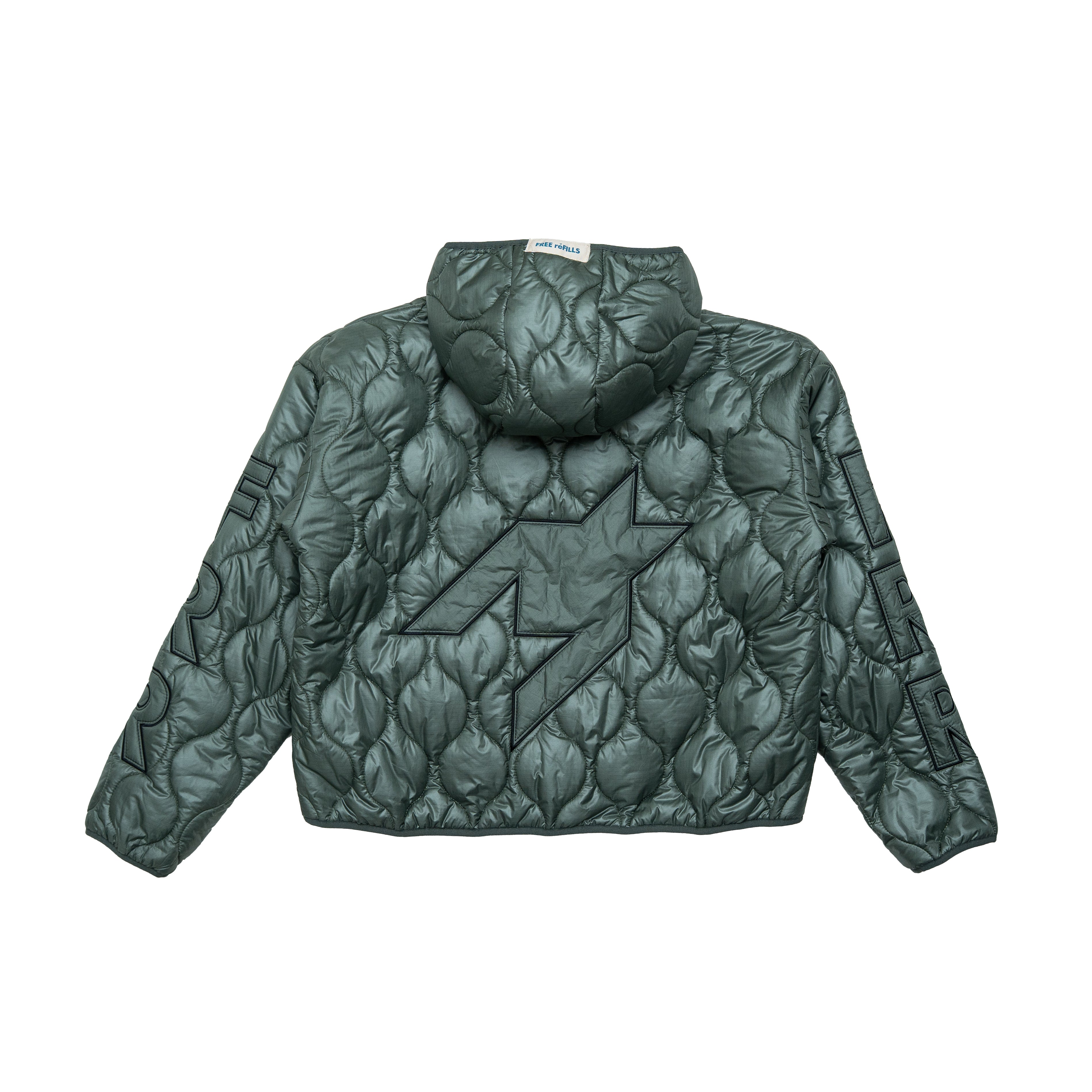 Nylon Quilted Zip-Up Jacket - Olive