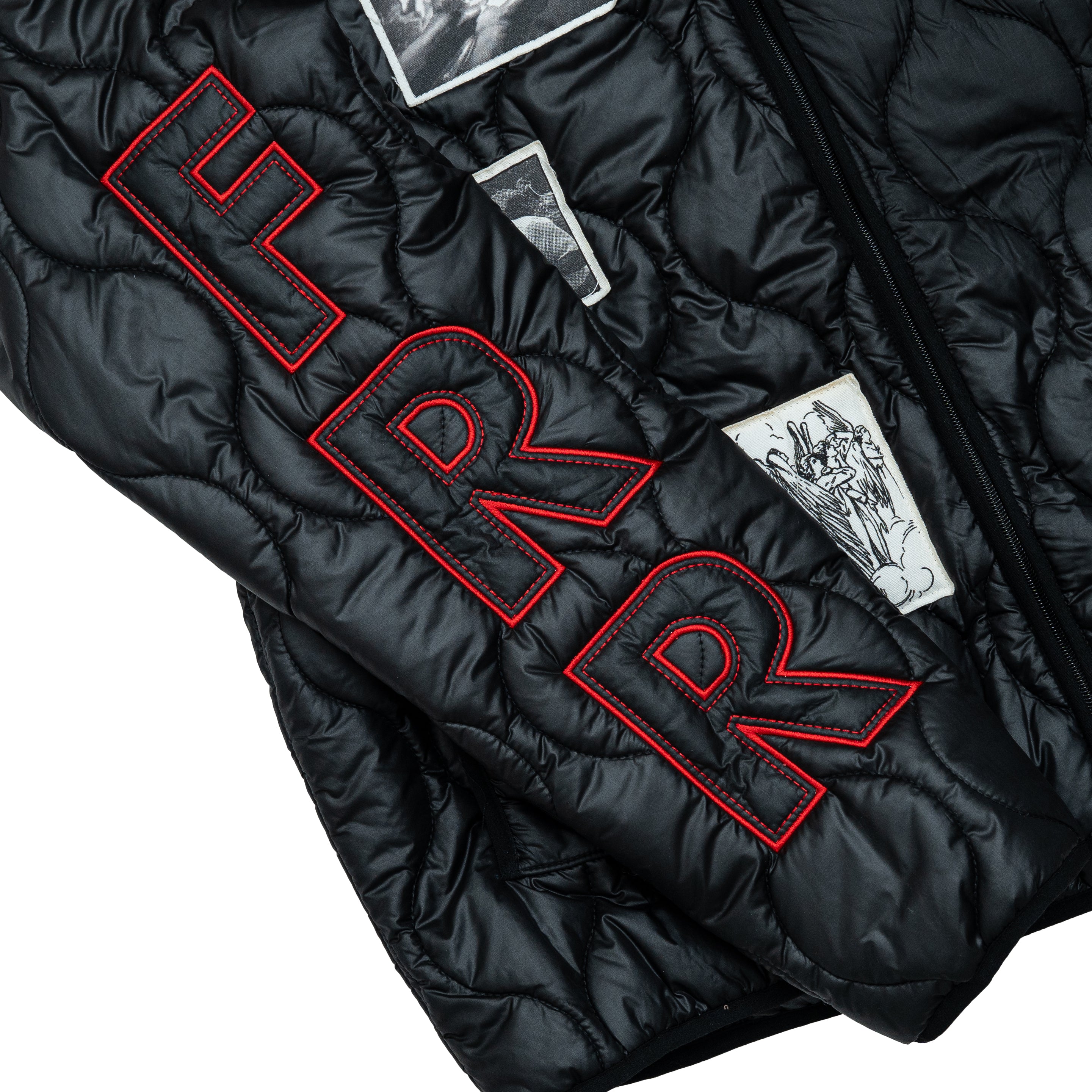 Nylon Quilted Zip-Up Jacket - Black