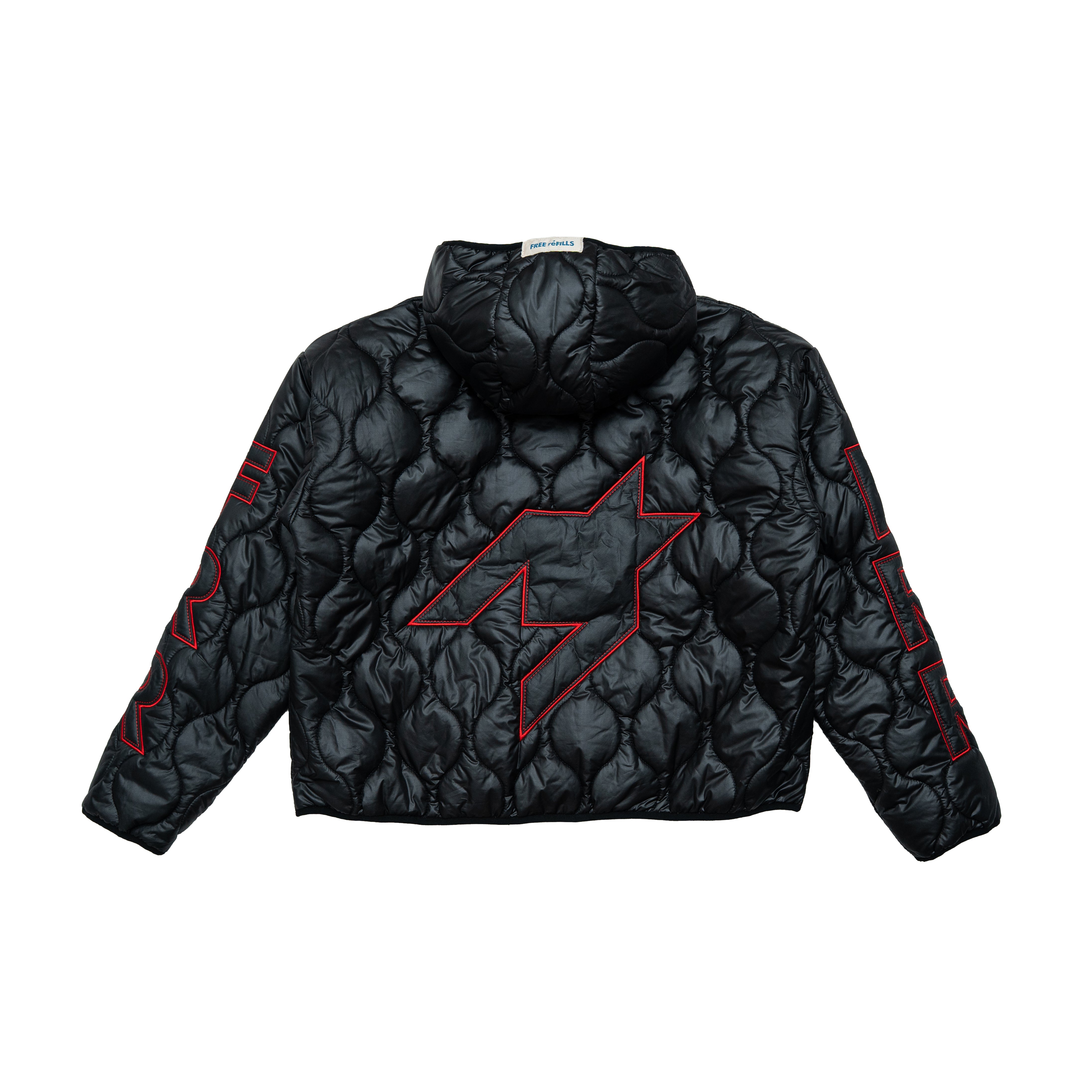 Nylon Quilted Zip-Up Jacket - Black